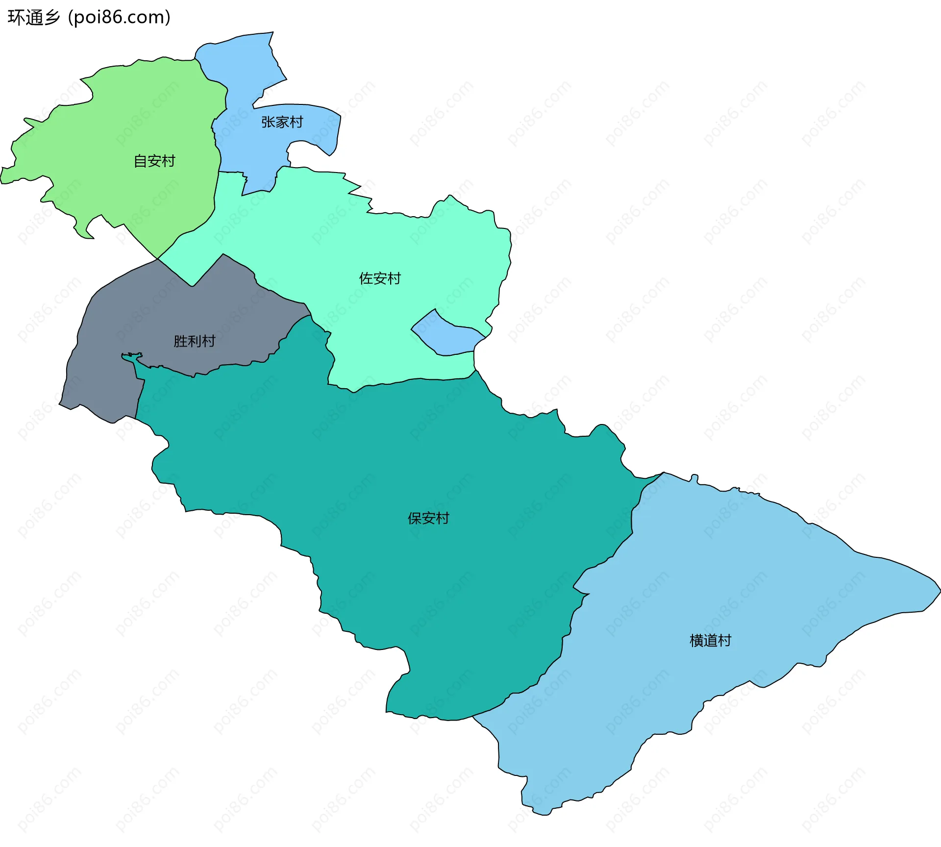 环通乡边界地图(五级行政区划)