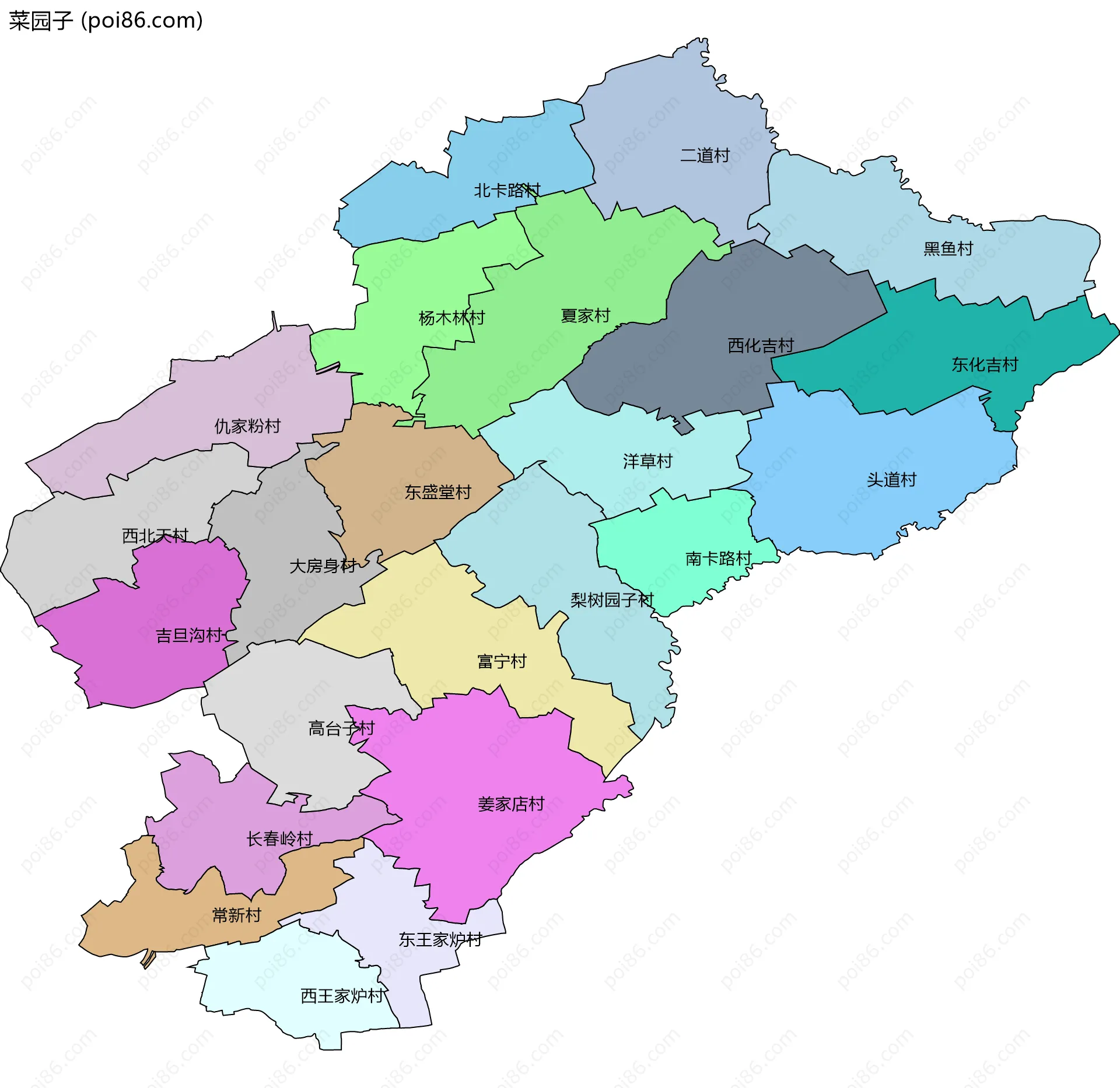 菜园子边界地图(五级行政区划)