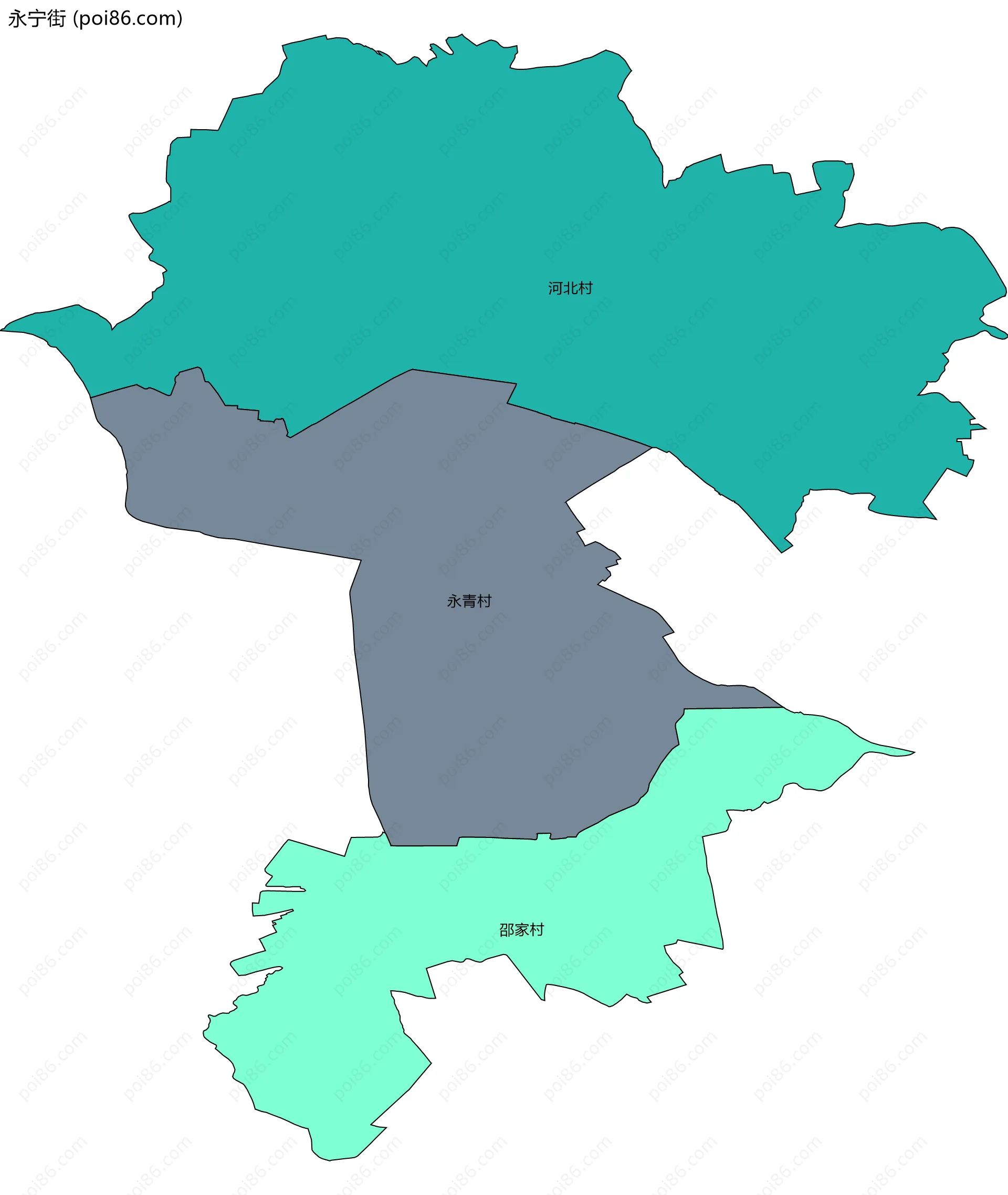 永宁街边界地图(五级行政区划)
