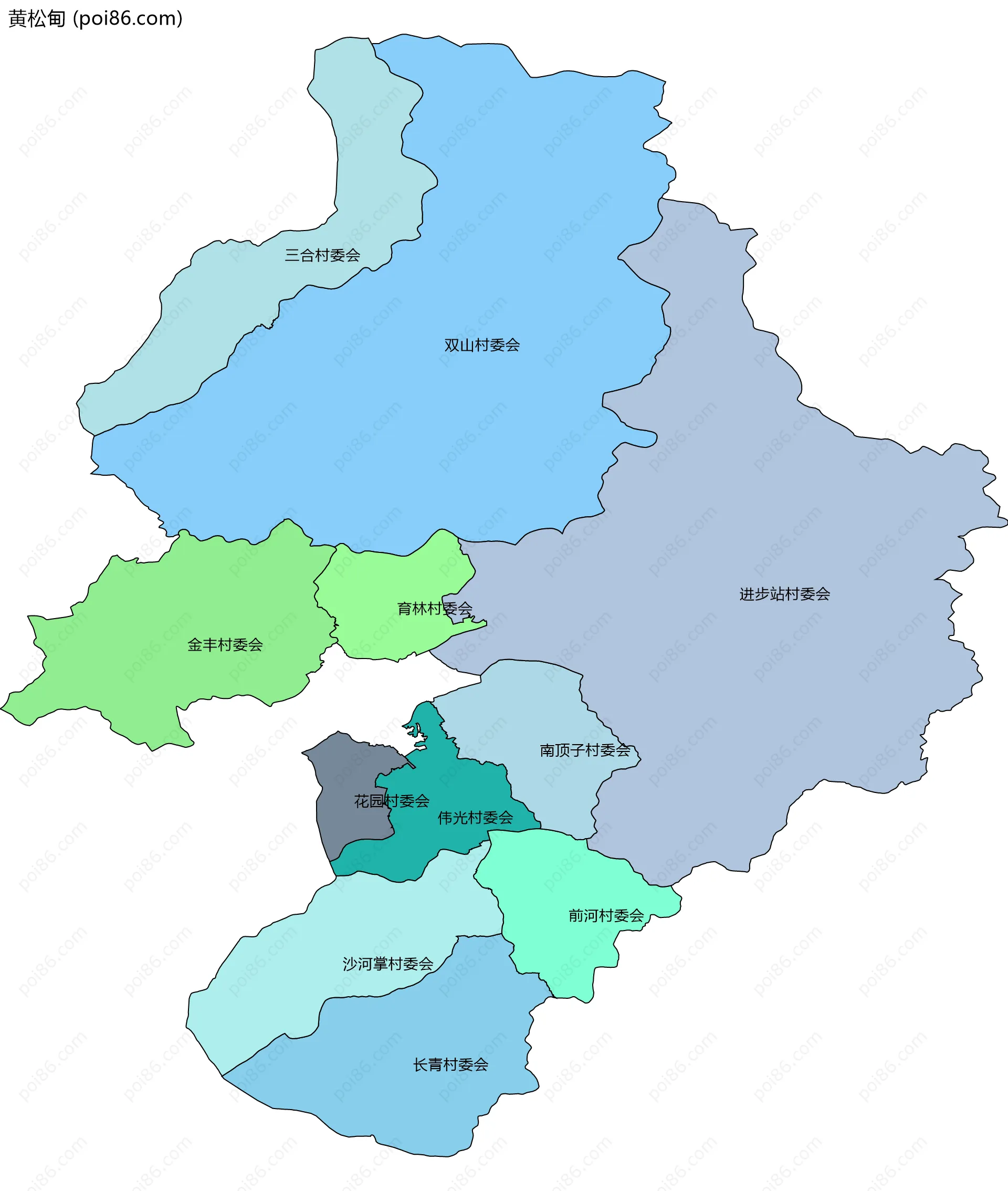 黄松甸边界地图(五级行政区划)