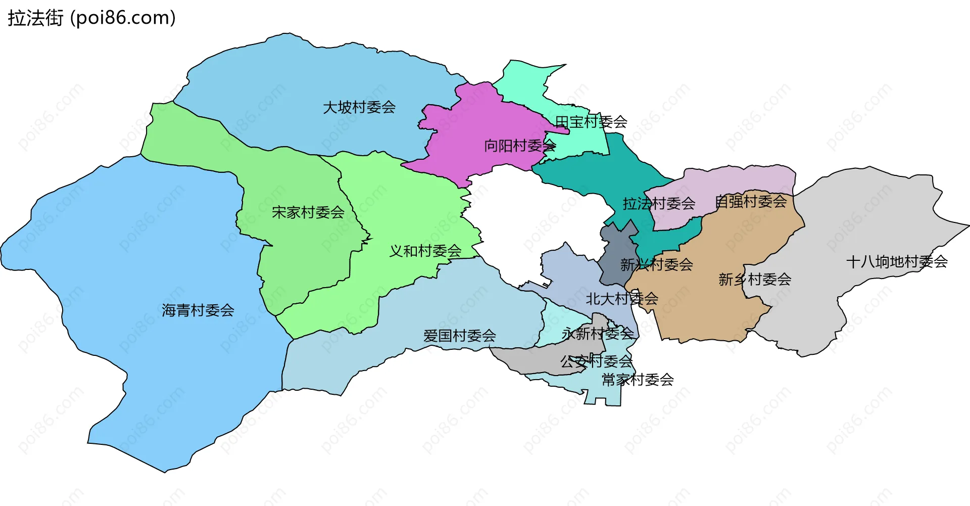拉法街边界地图(五级行政区划)