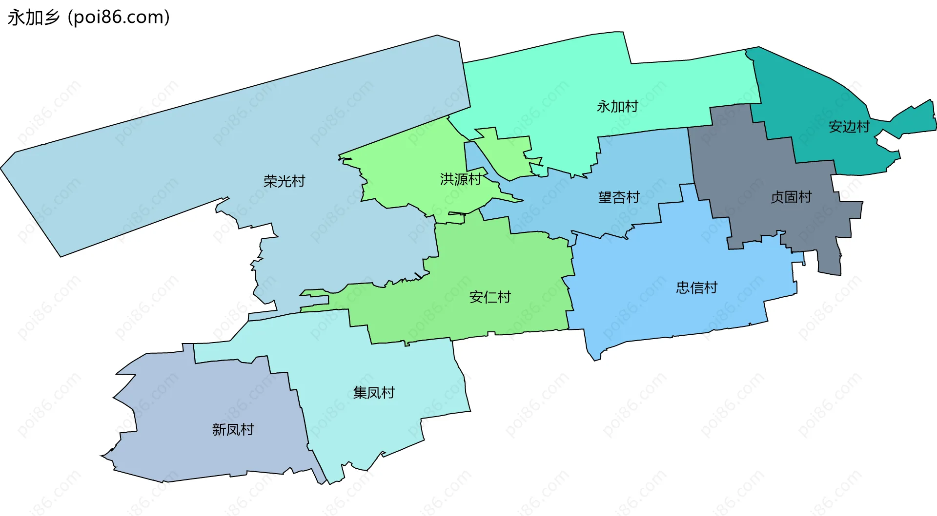 永加乡边界地图(五级行政区划)