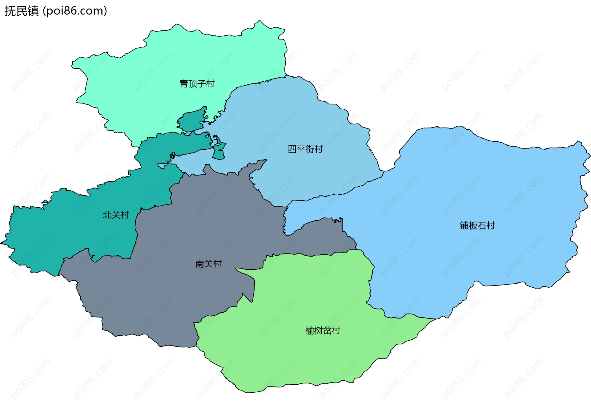抚民镇边界地图(五级行政区划)