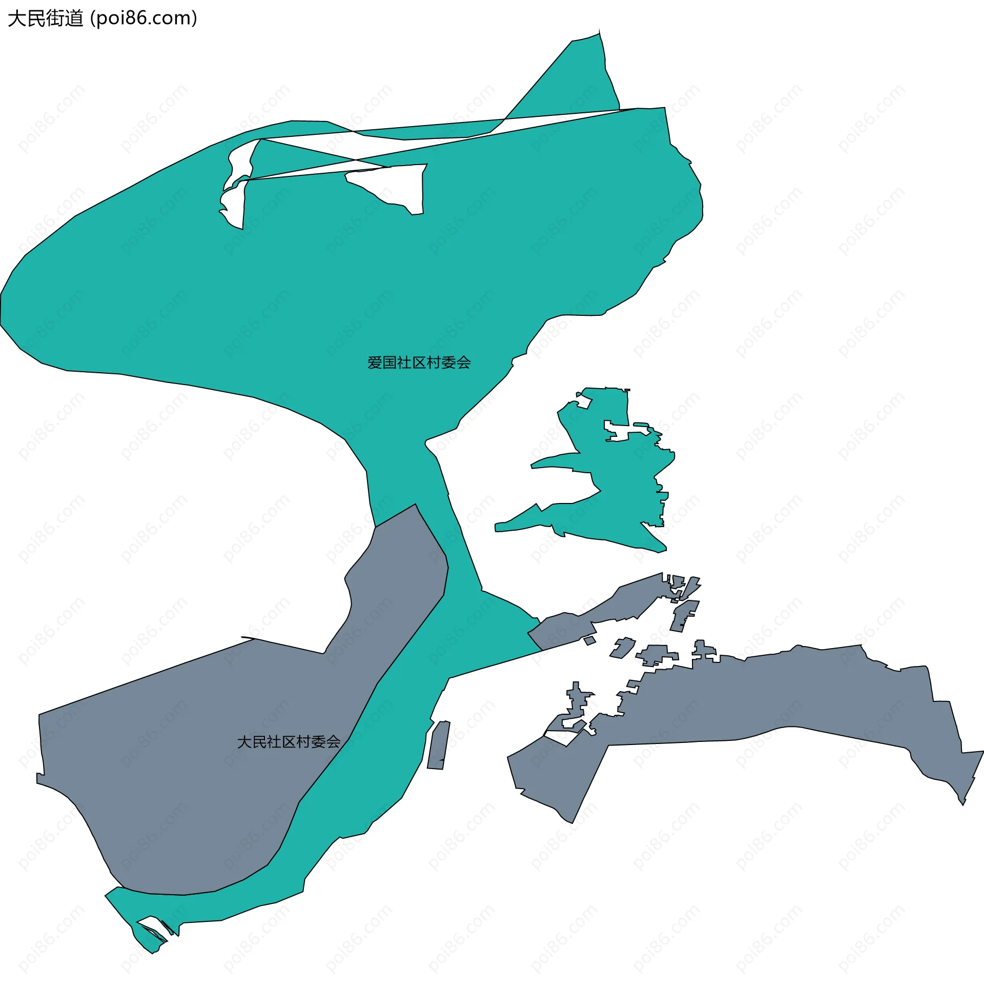 大民街道边界地图(五级行政区划)