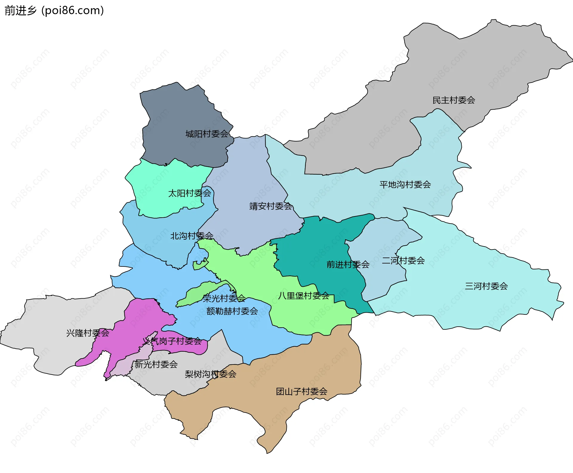 前进乡边界地图(五级行政区划)