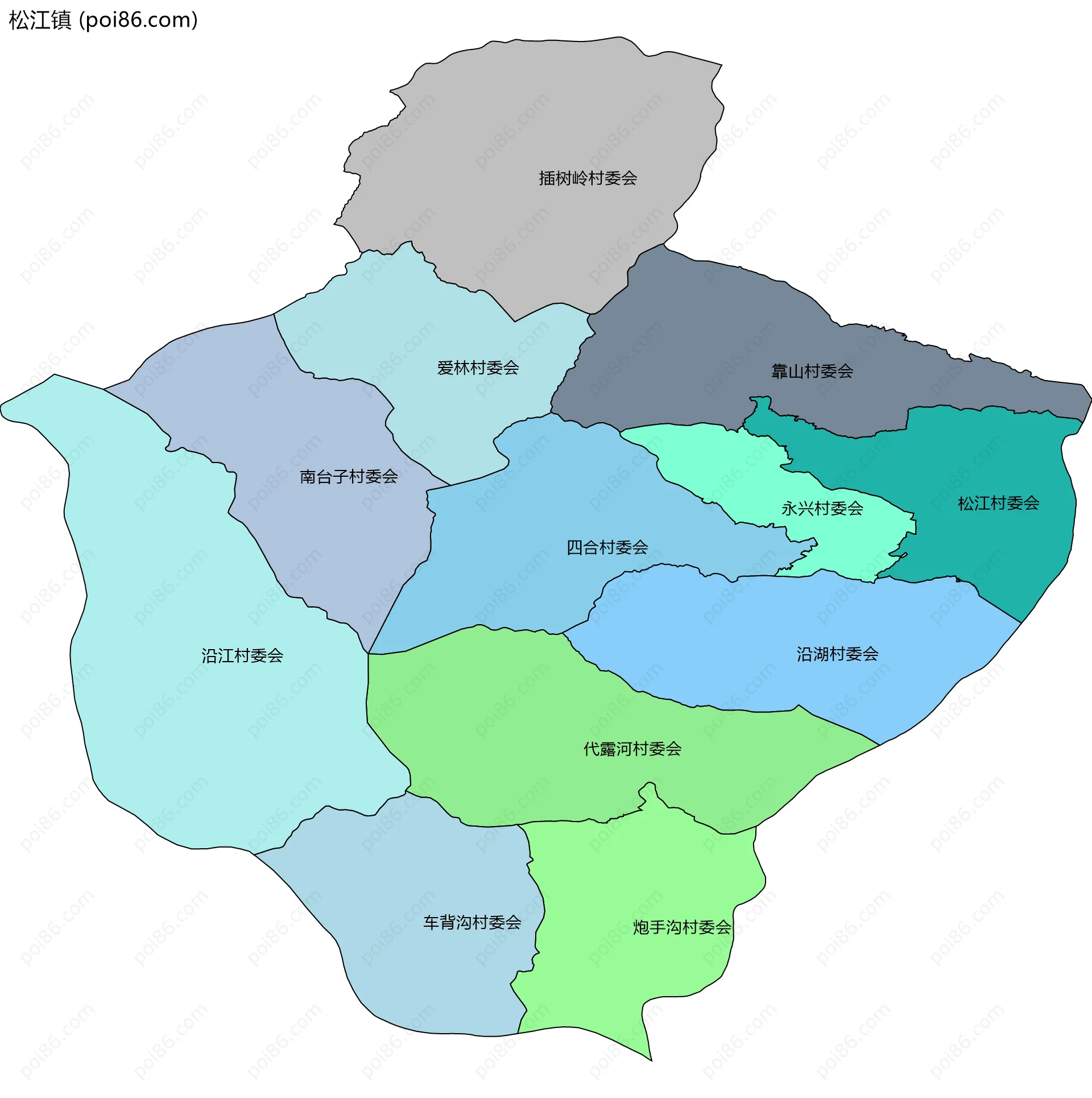 松江镇边界地图(五级行政区划)