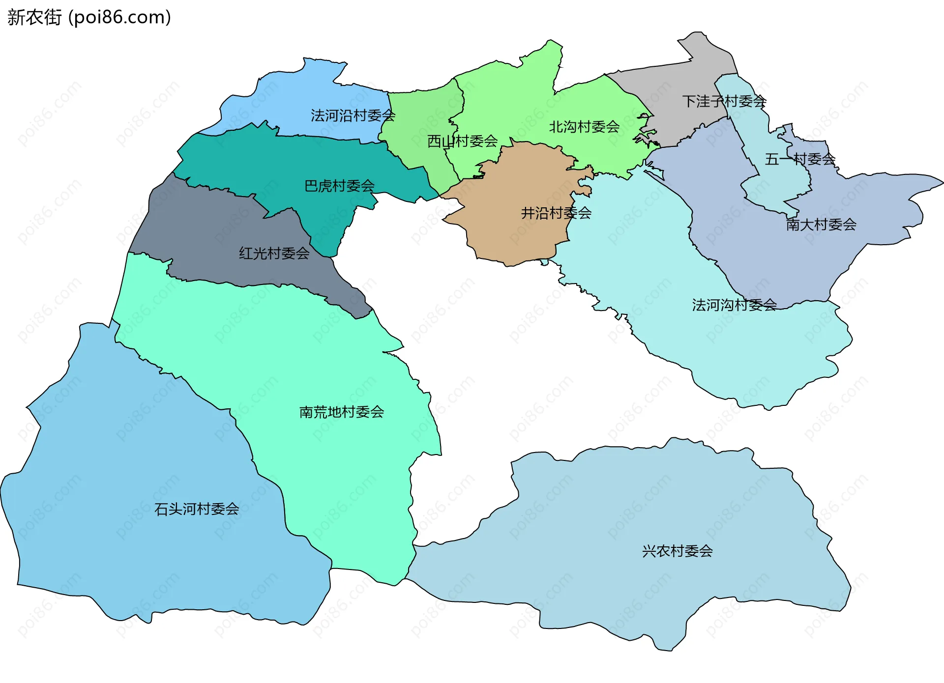 新农街边界地图(五级行政区划)