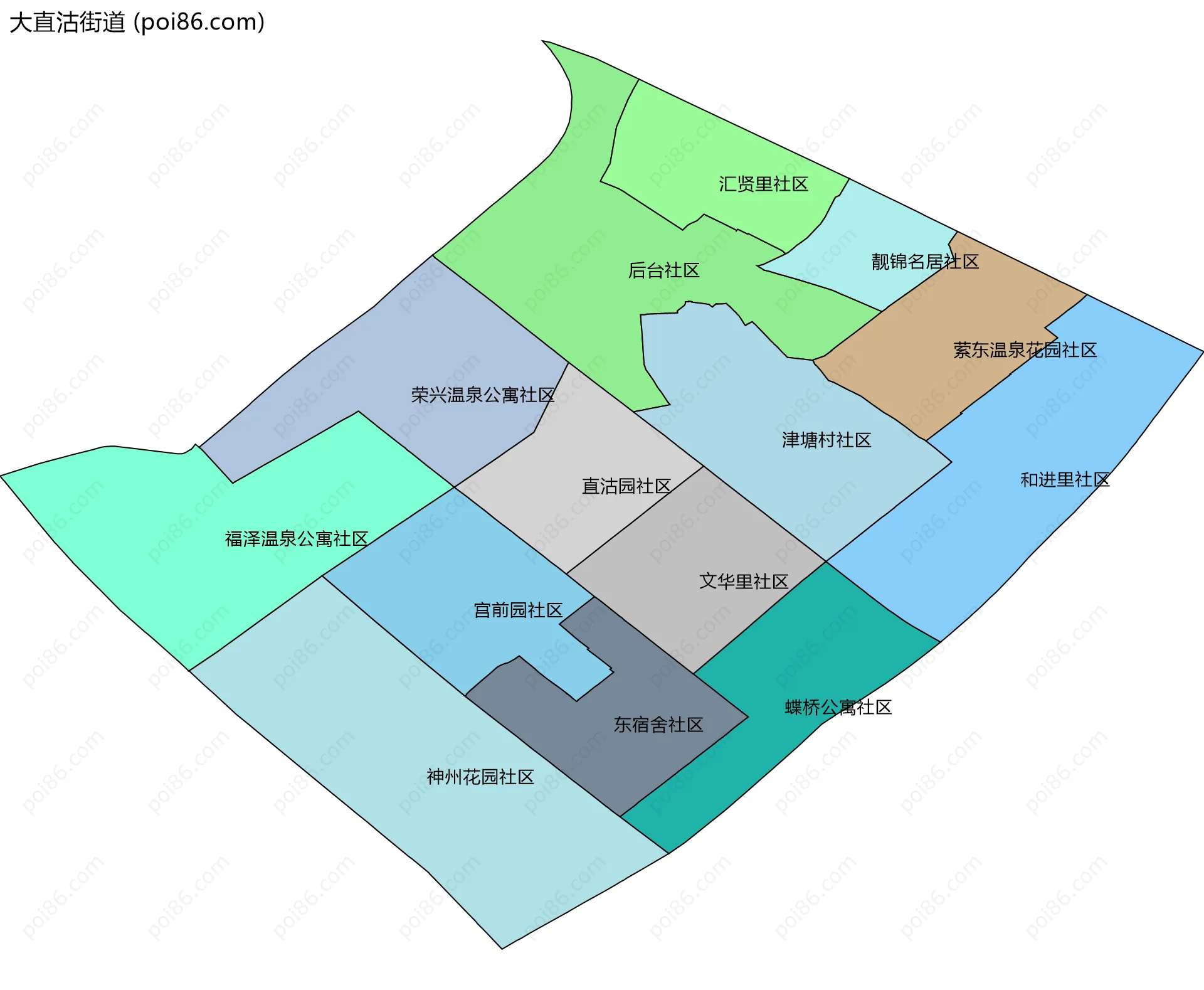 大直沽街道边界地图(五级行政区划)