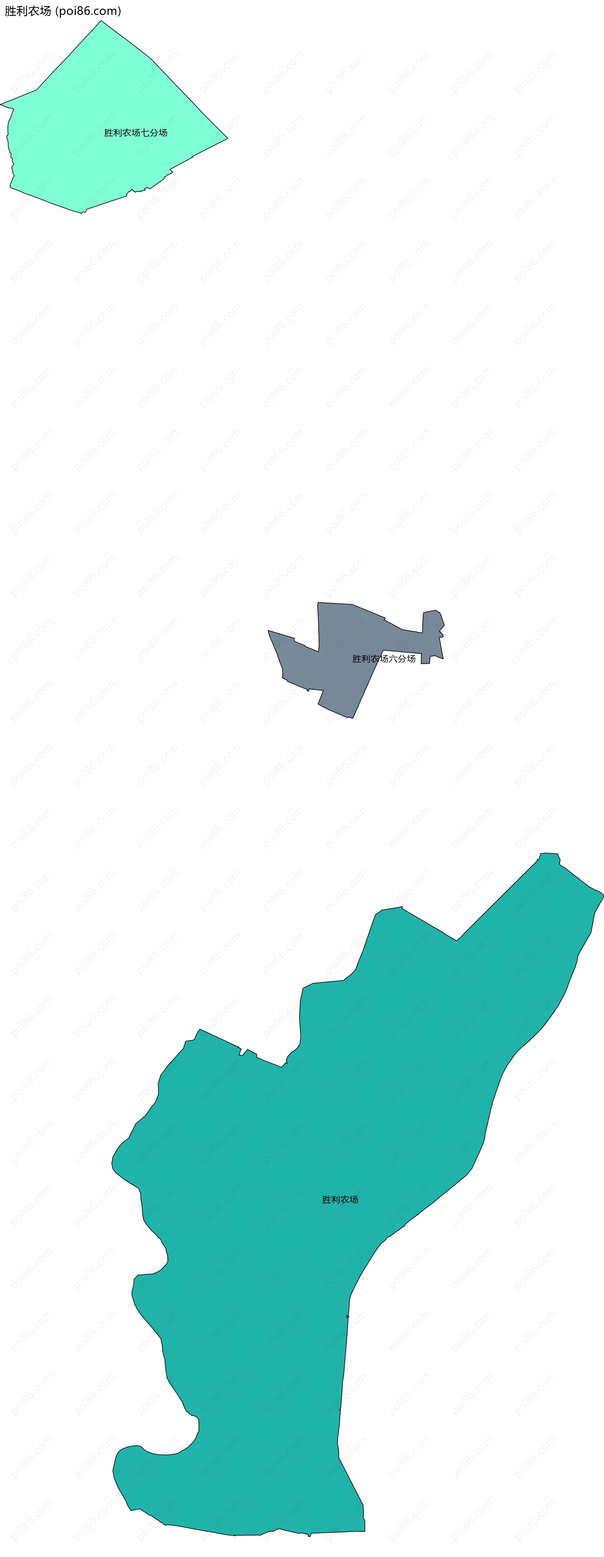 胜利农场边界地图(五级行政区划)