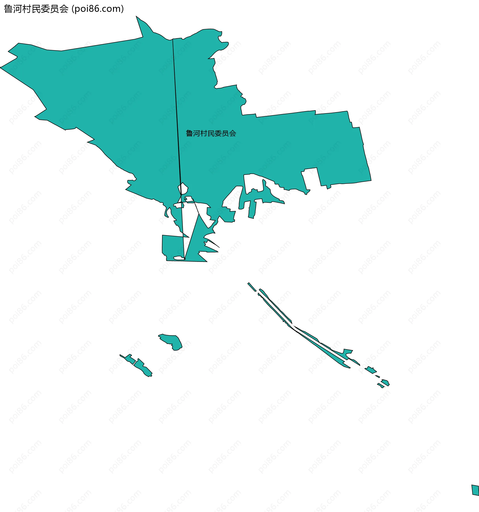 鲁河村民委员会边界地图