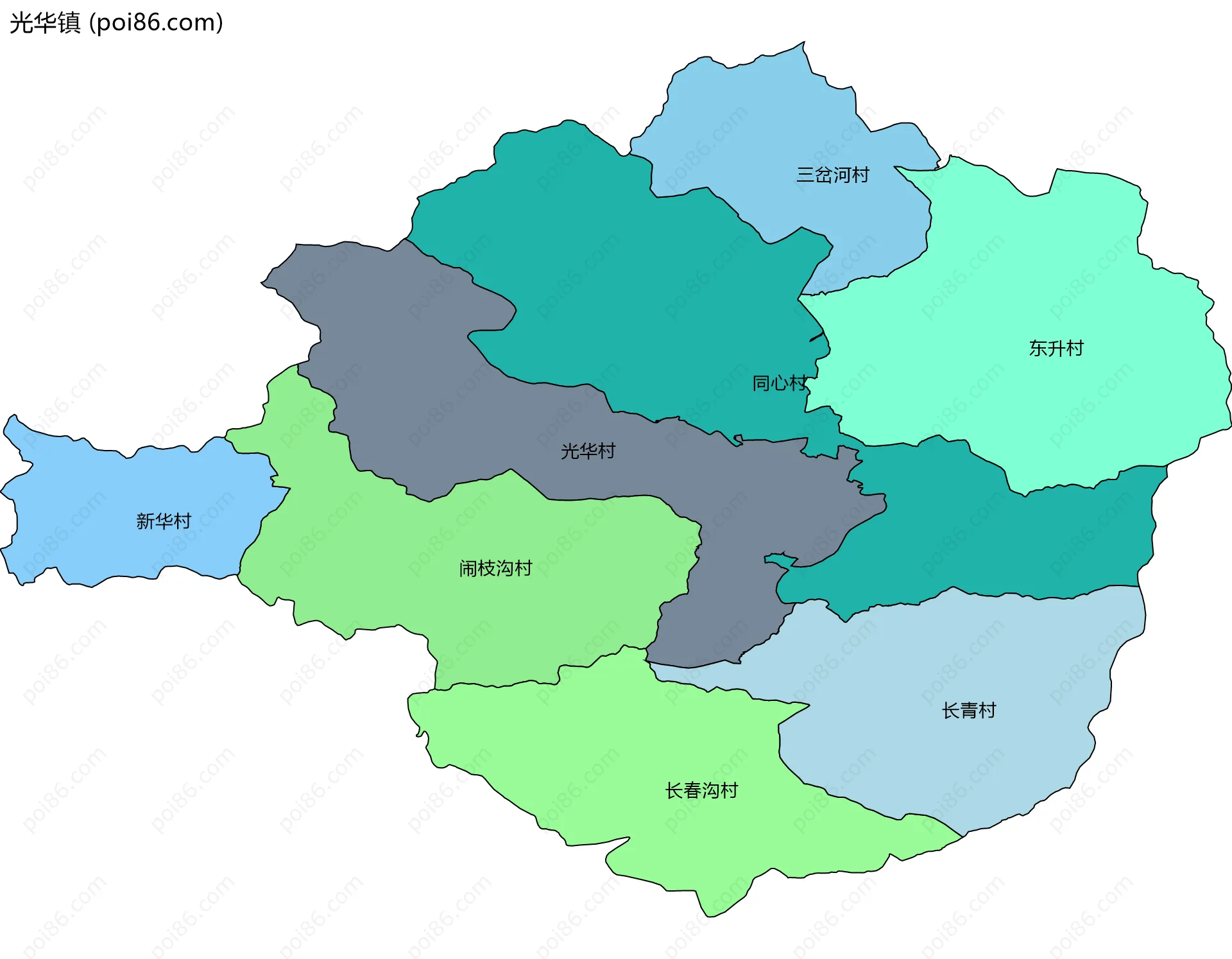 光华镇边界地图(五级行政区划)