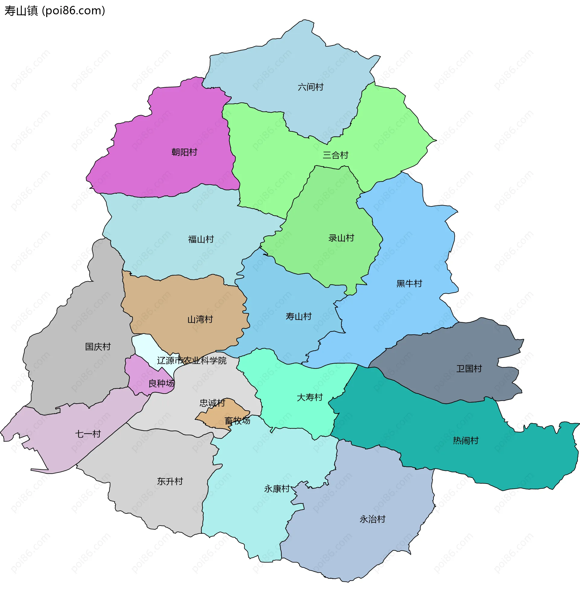 寿山镇边界地图(五级行政区划)