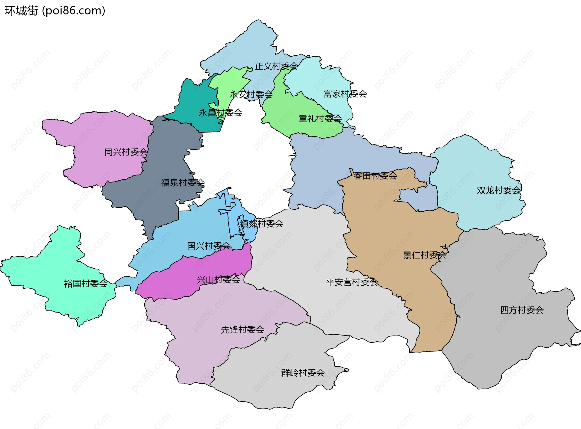 环城街边界地图(五级行政区划)