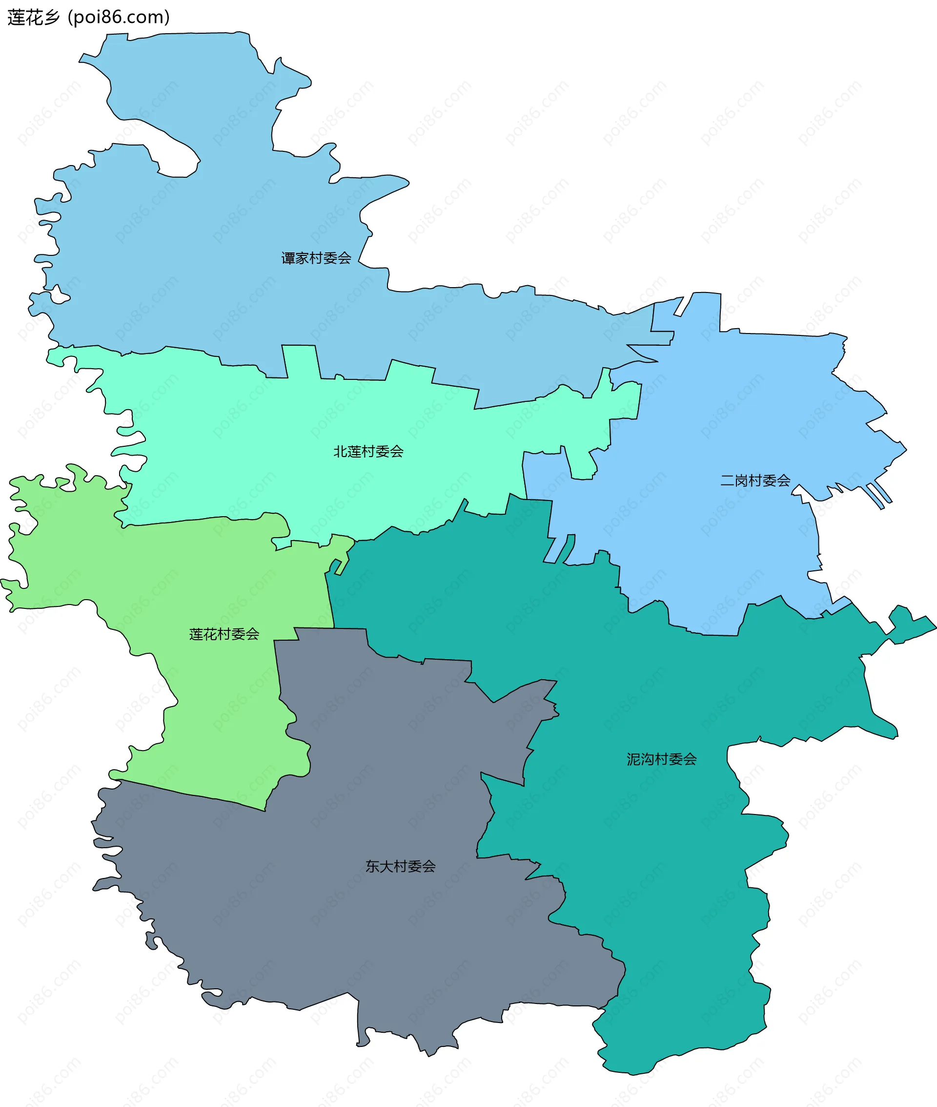 莲花乡边界地图(五级行政区划)