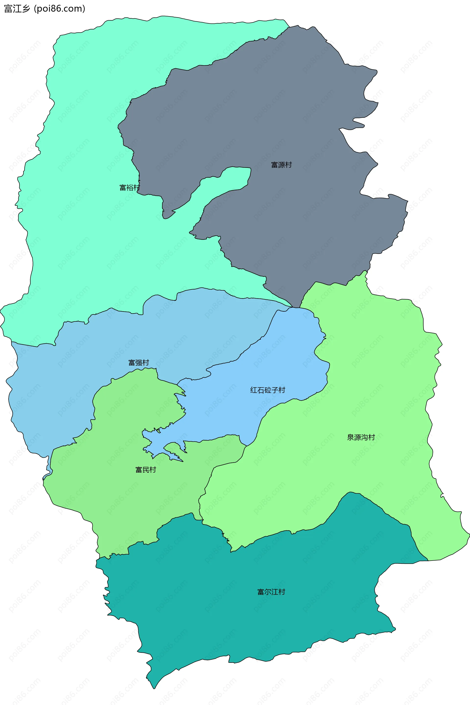 富江乡边界地图(五级行政区划)