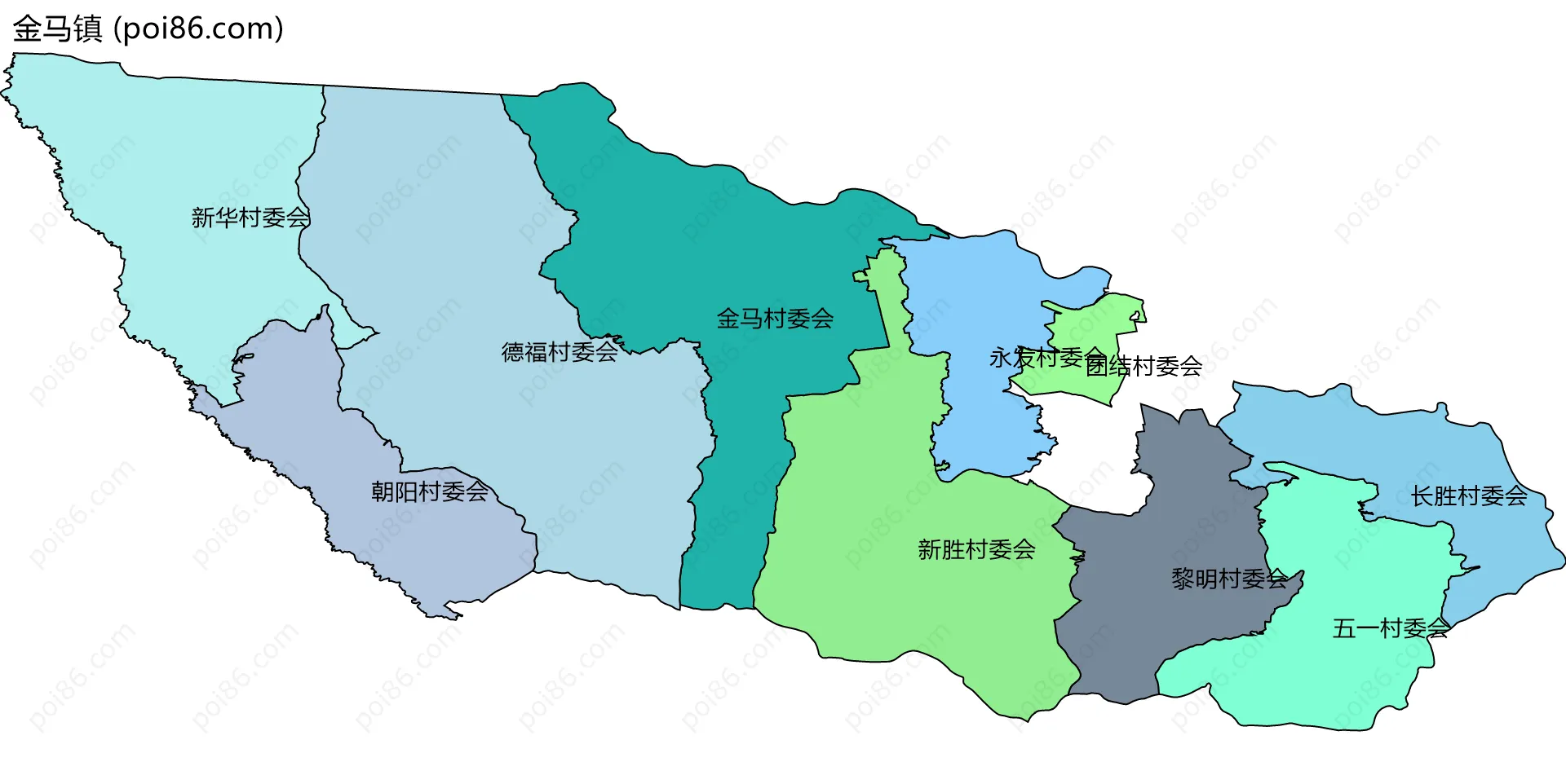 金马镇边界地图(五级行政区划)