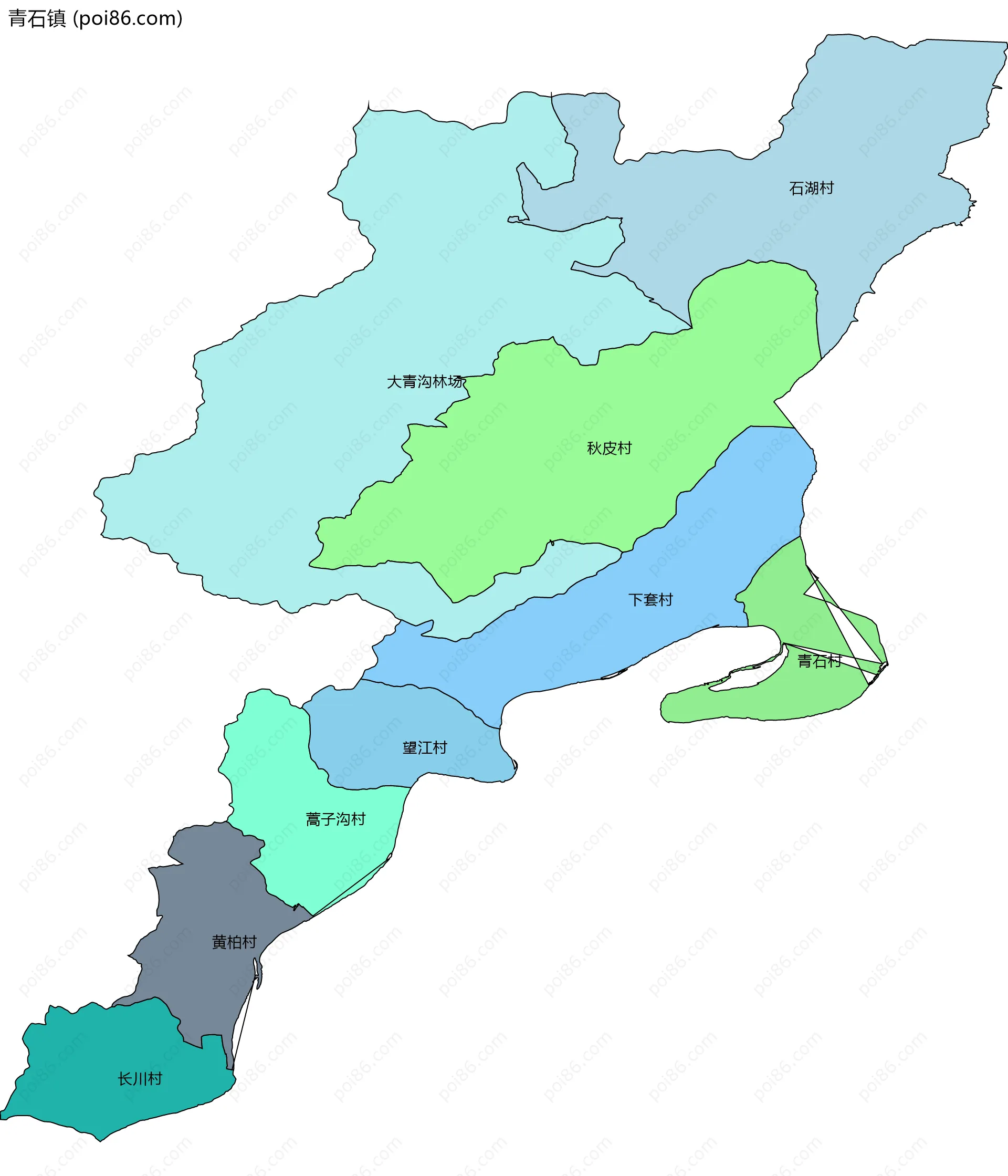 青石镇边界地图(五级行政区划)