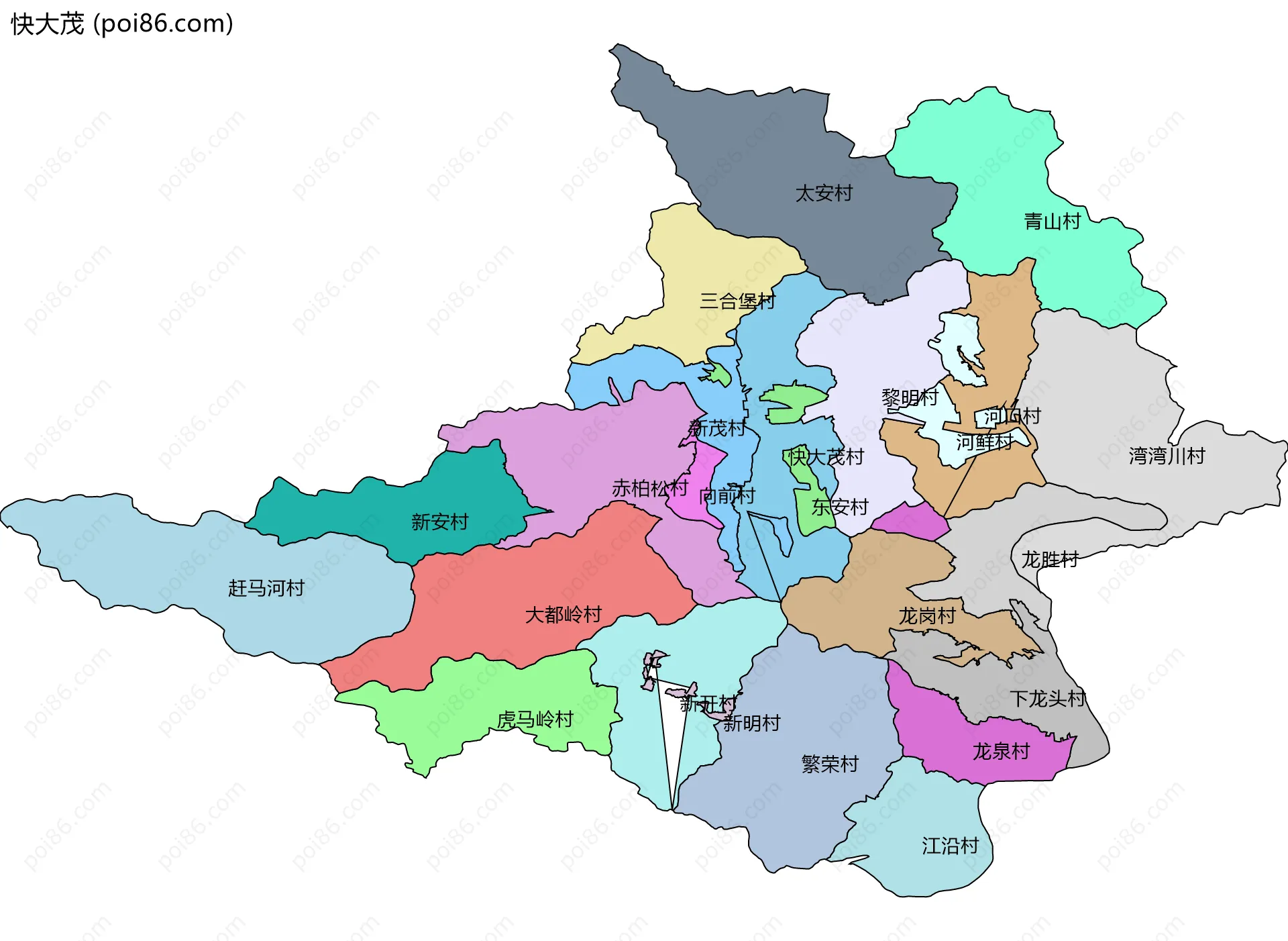快大茂边界地图(五级行政区划)