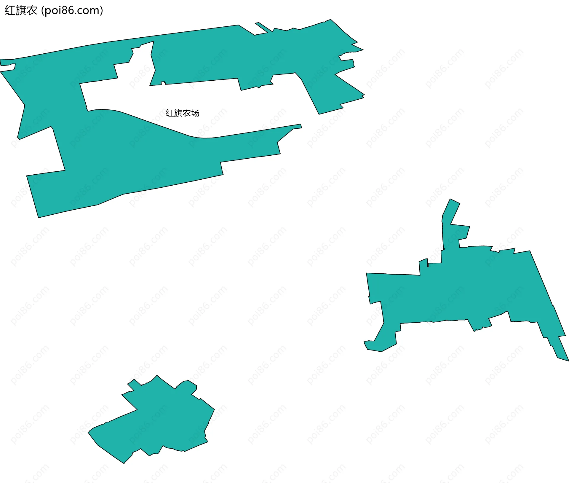红旗农边界地图(五级行政区划)