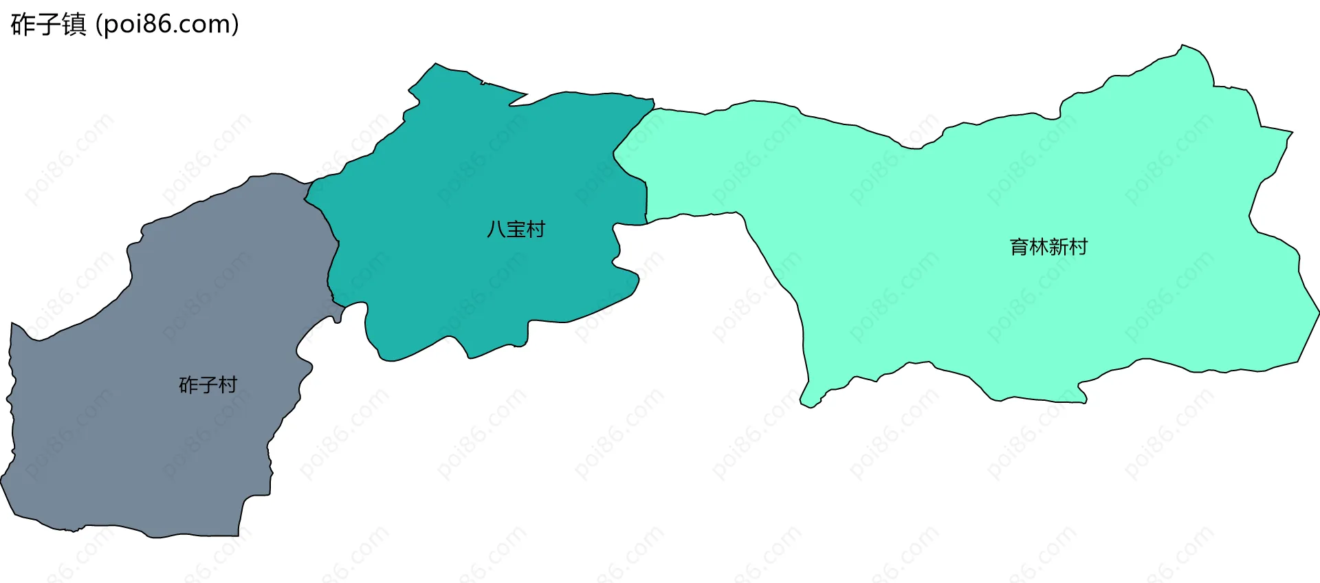 砟子镇边界地图(五级行政区划)