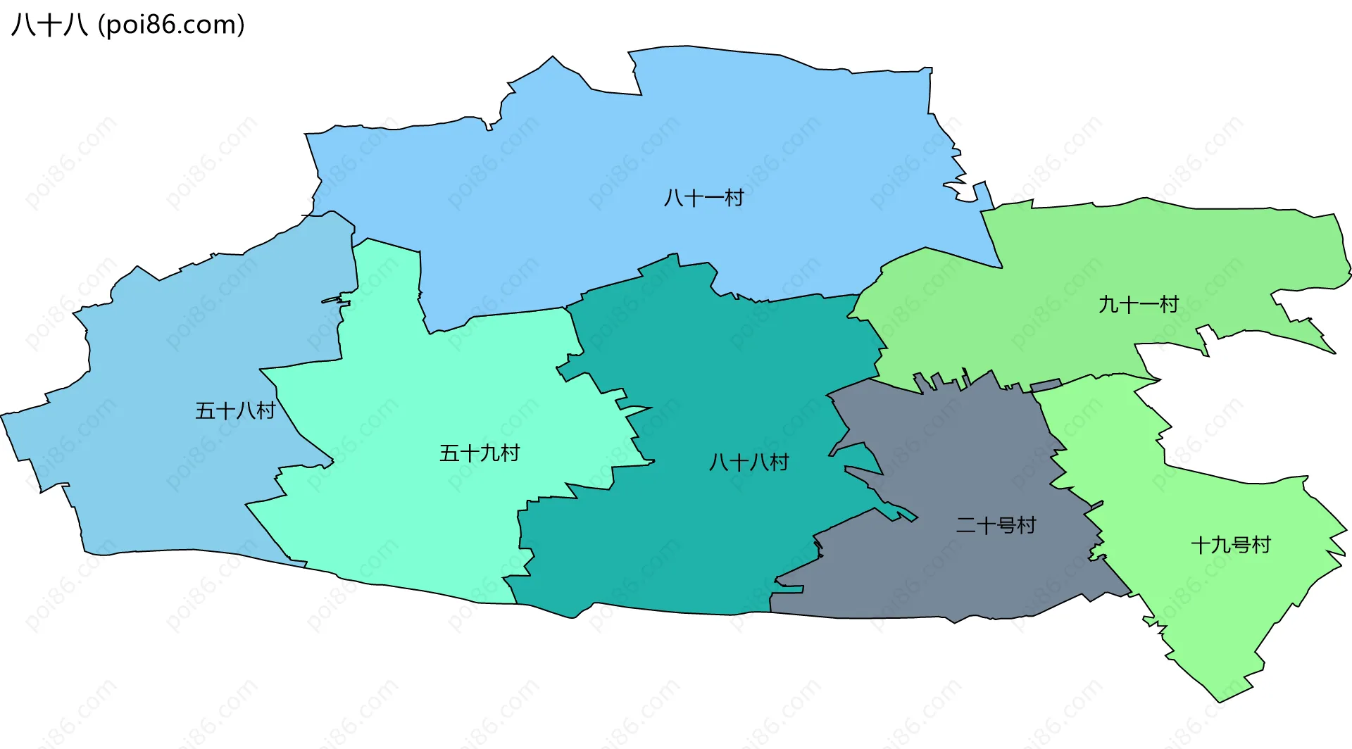 八十八边界地图(五级行政区划)