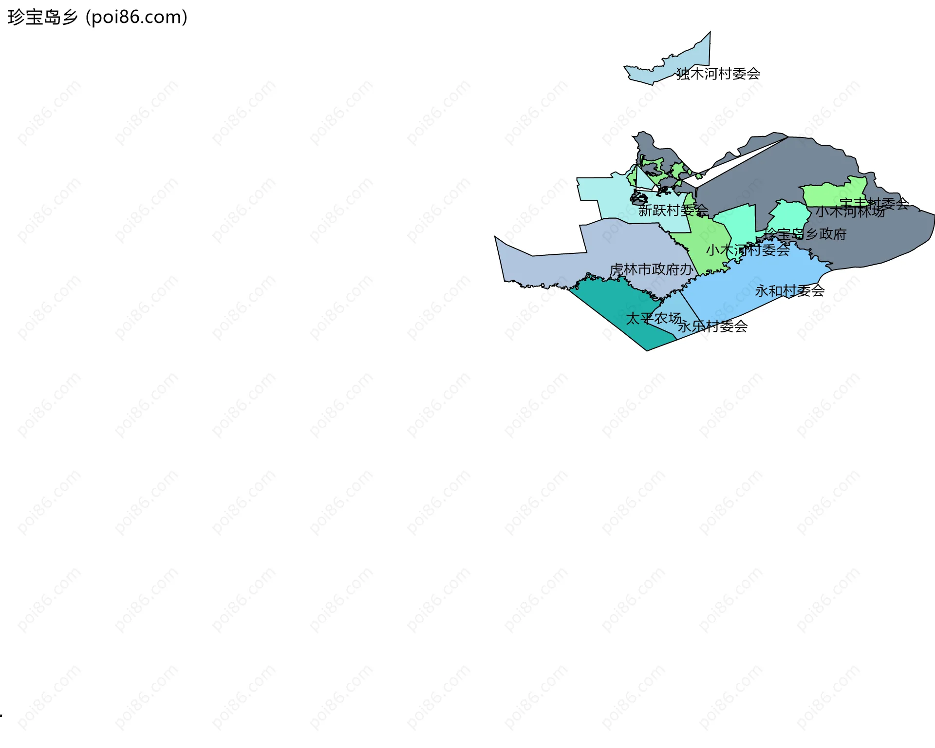 珍宝岛乡边界地图(五级行政区划)