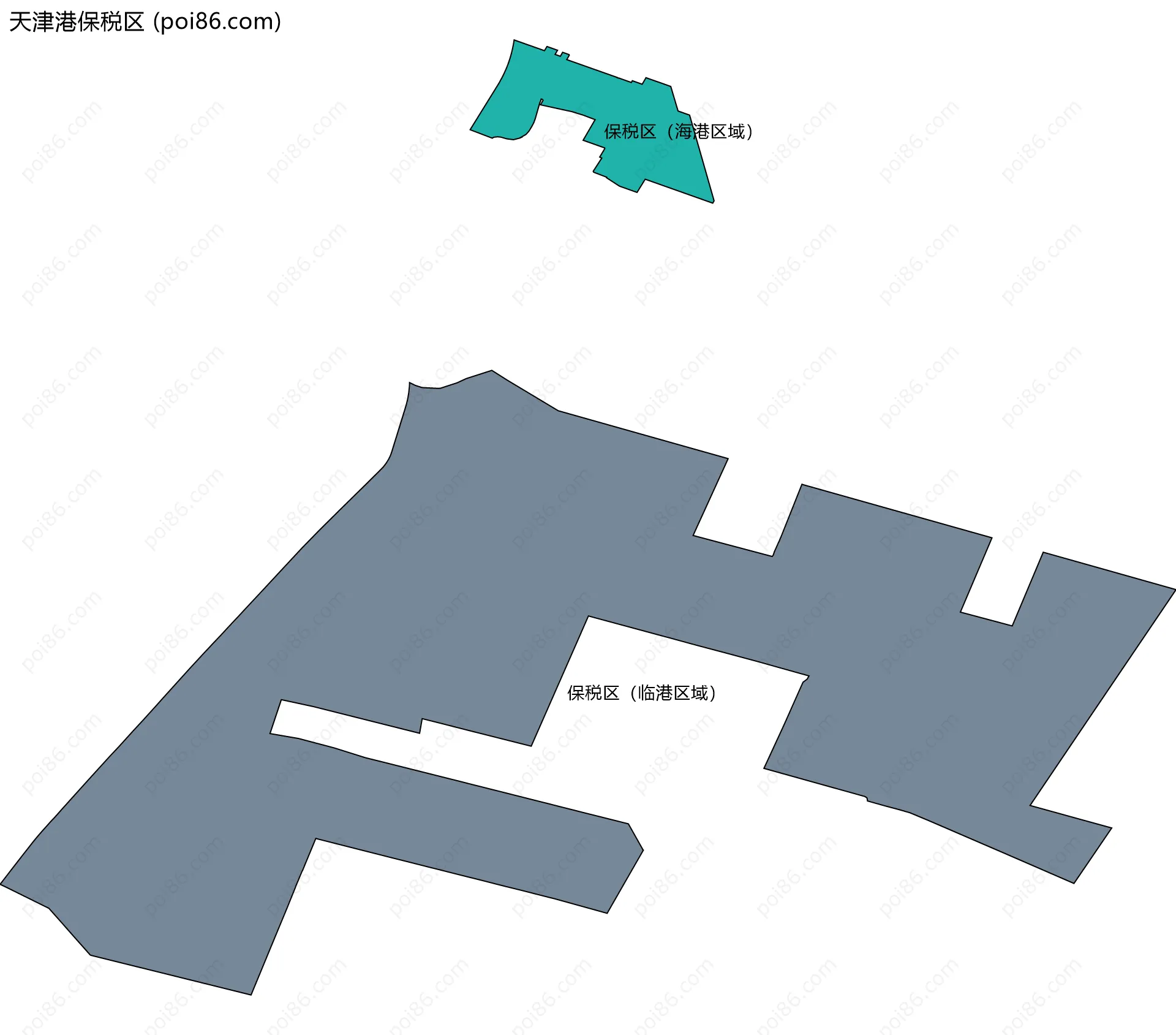 天津港保税区边界地图(五级行政区划)