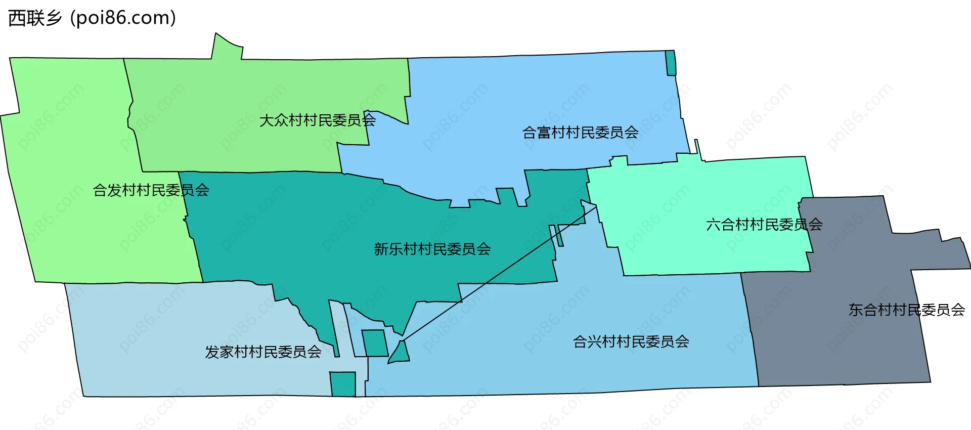 西联乡边界地图(五级行政区划)