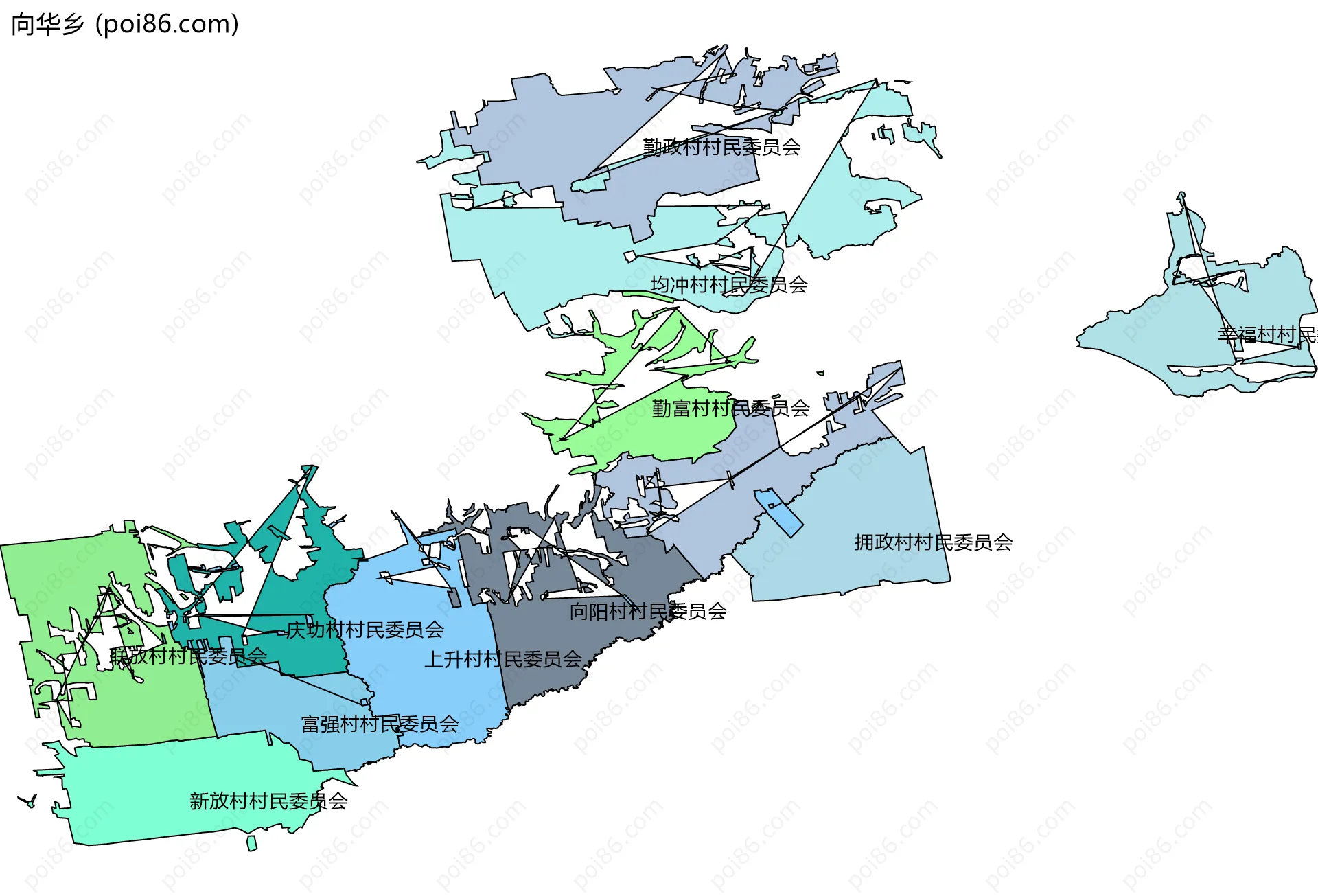 向华乡边界地图(五级行政区划)