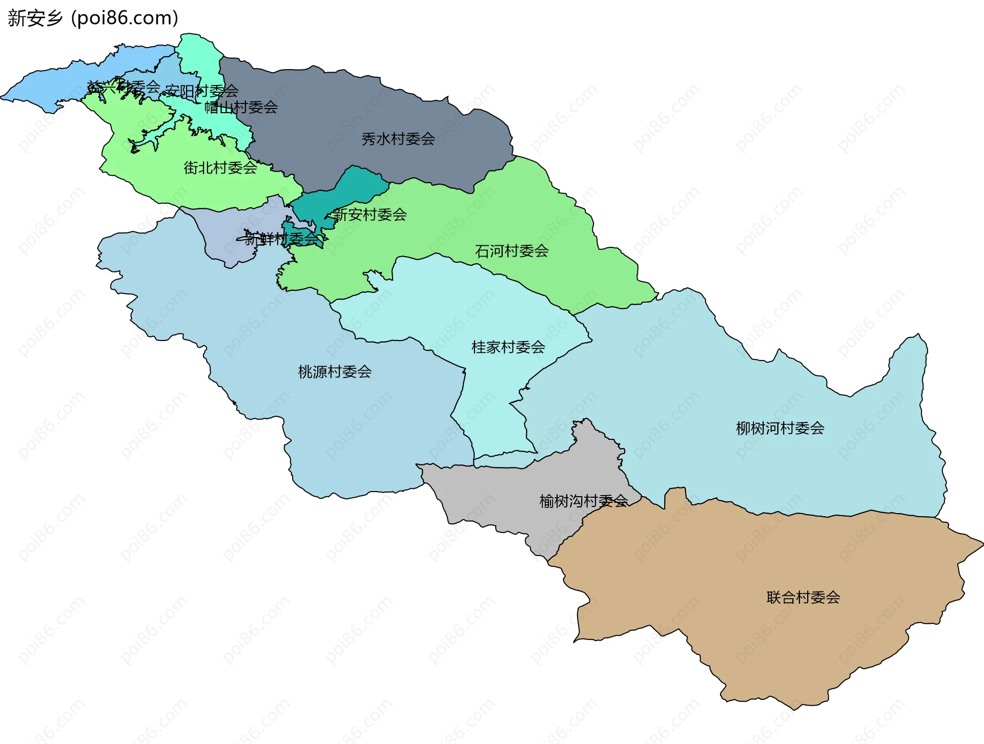 新安乡边界地图(五级行政区划)