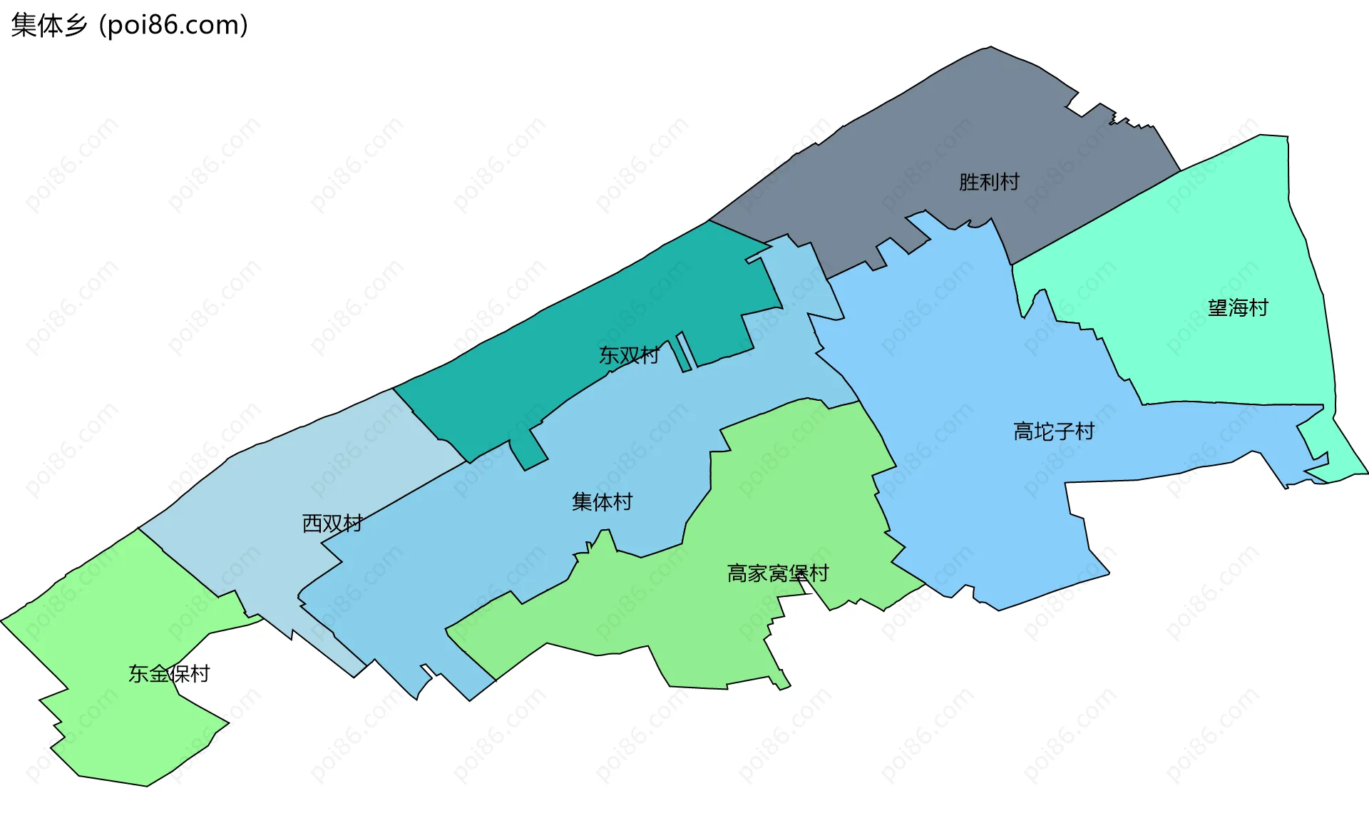 集体乡边界地图(五级行政区划)