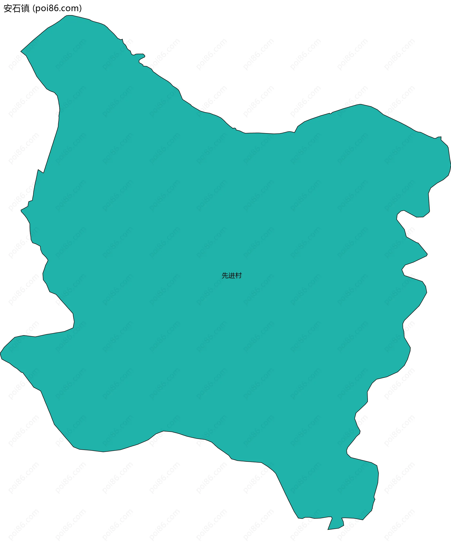 安石镇边界地图(五级行政区划)