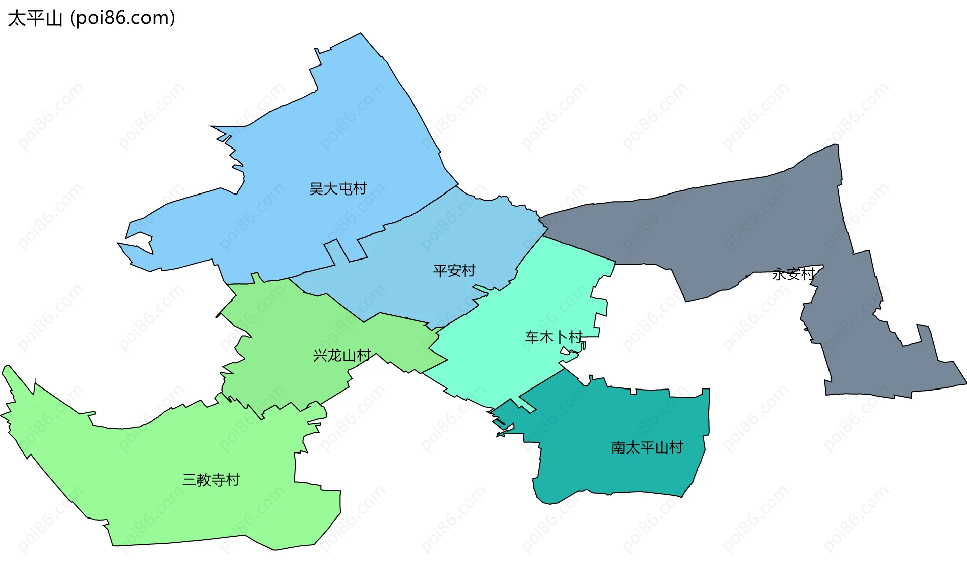 太平山边界地图(五级行政区划)