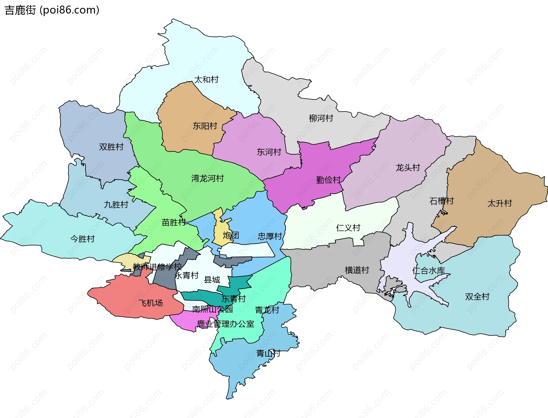 吉鹿街边界地图(五级行政区划)