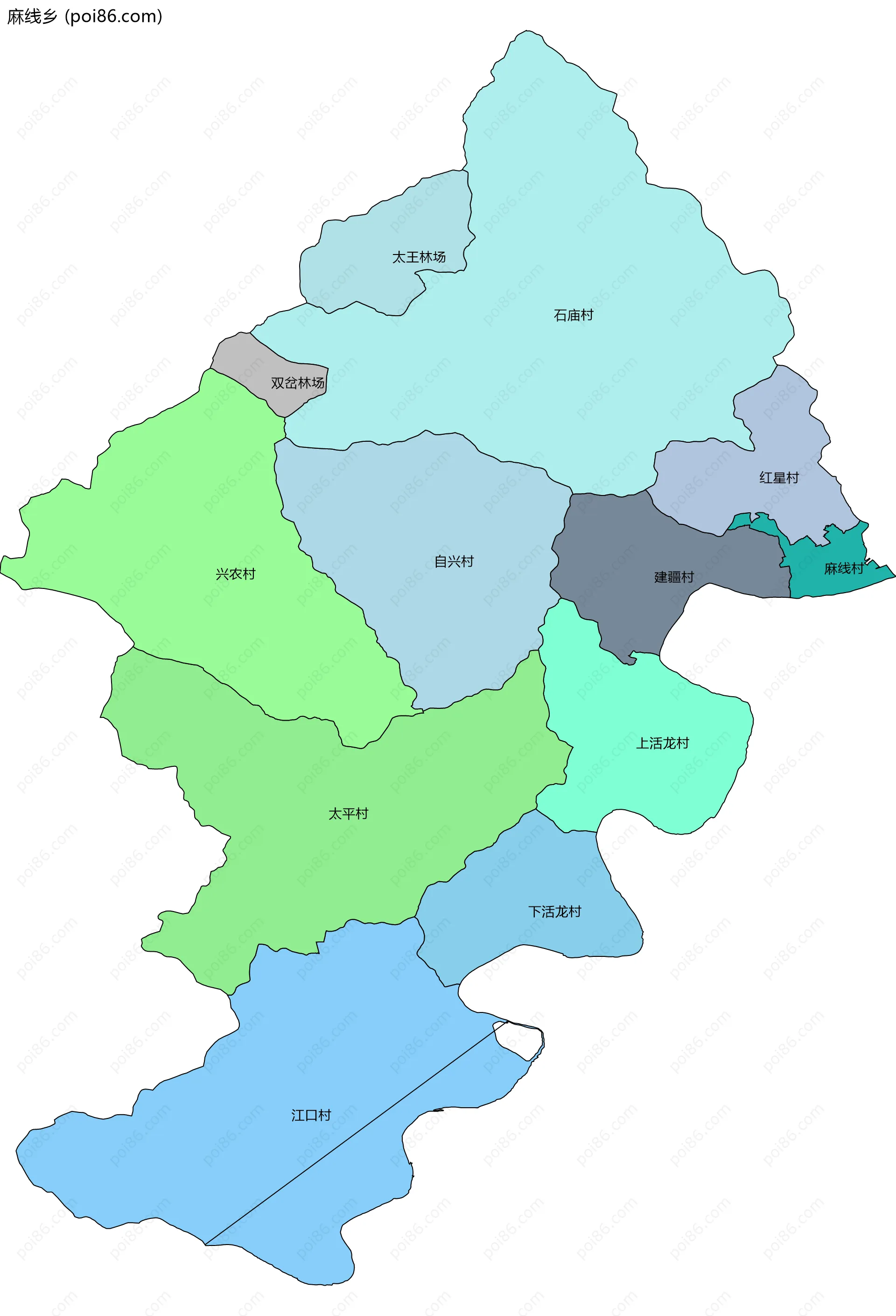 麻线乡边界地图(五级行政区划)
