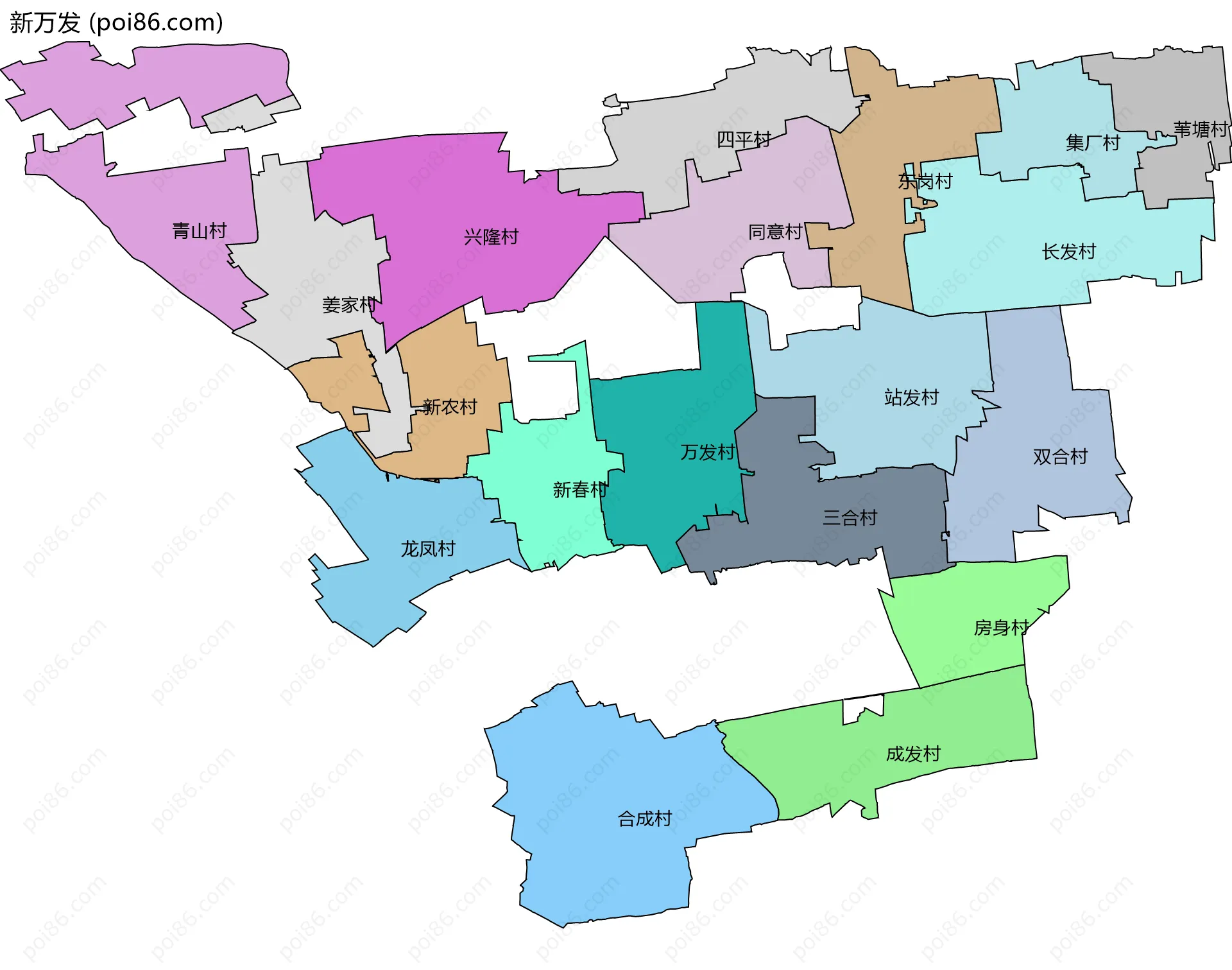 新万发边界地图(五级行政区划)