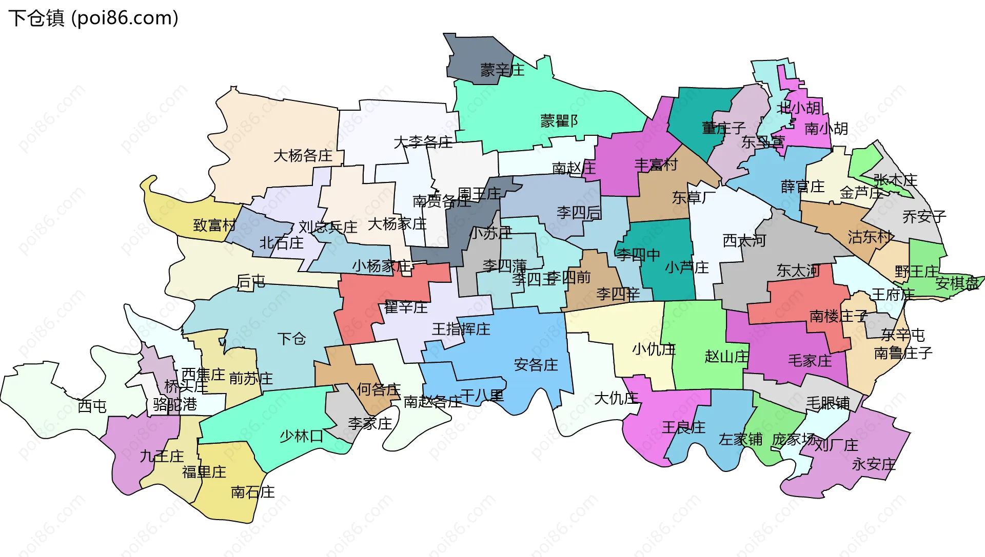 下仓镇边界地图(五级行政区划)