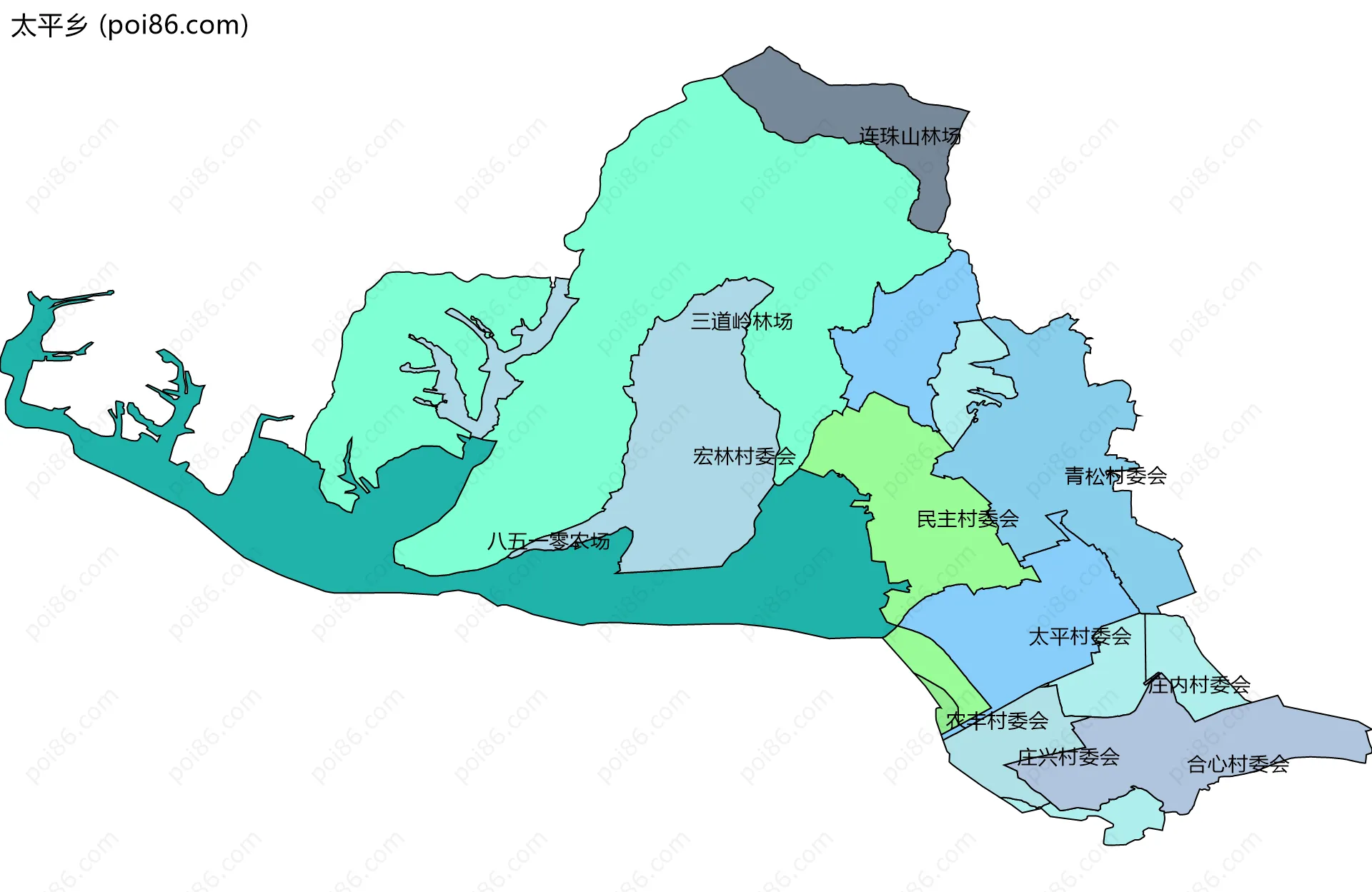 太平乡边界地图(五级行政区划)