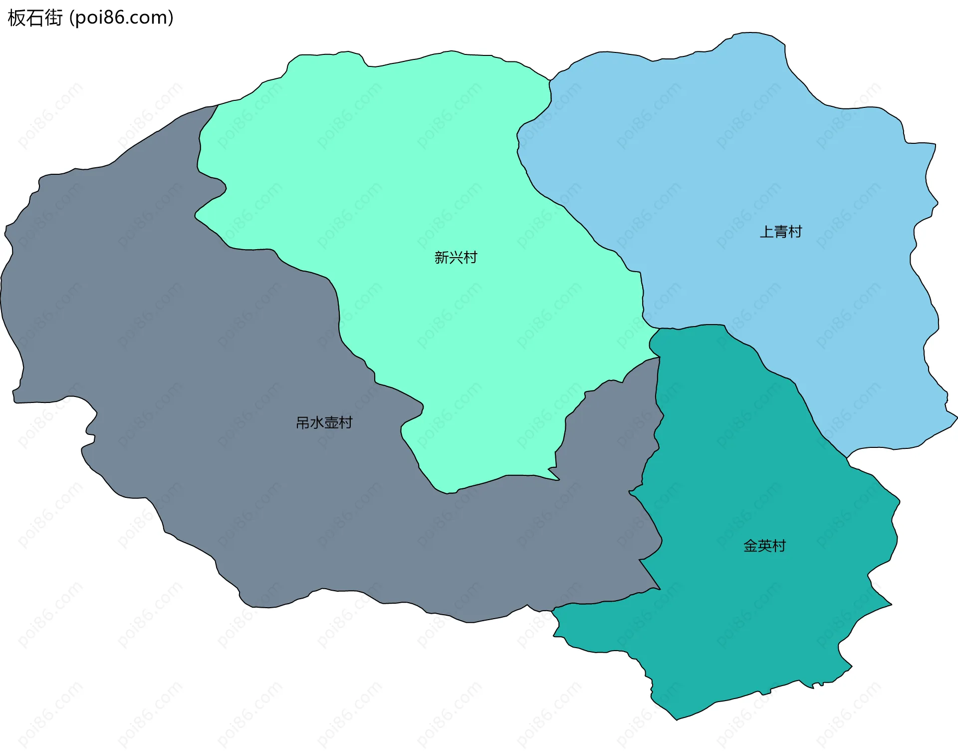 板石街边界地图(五级行政区划)