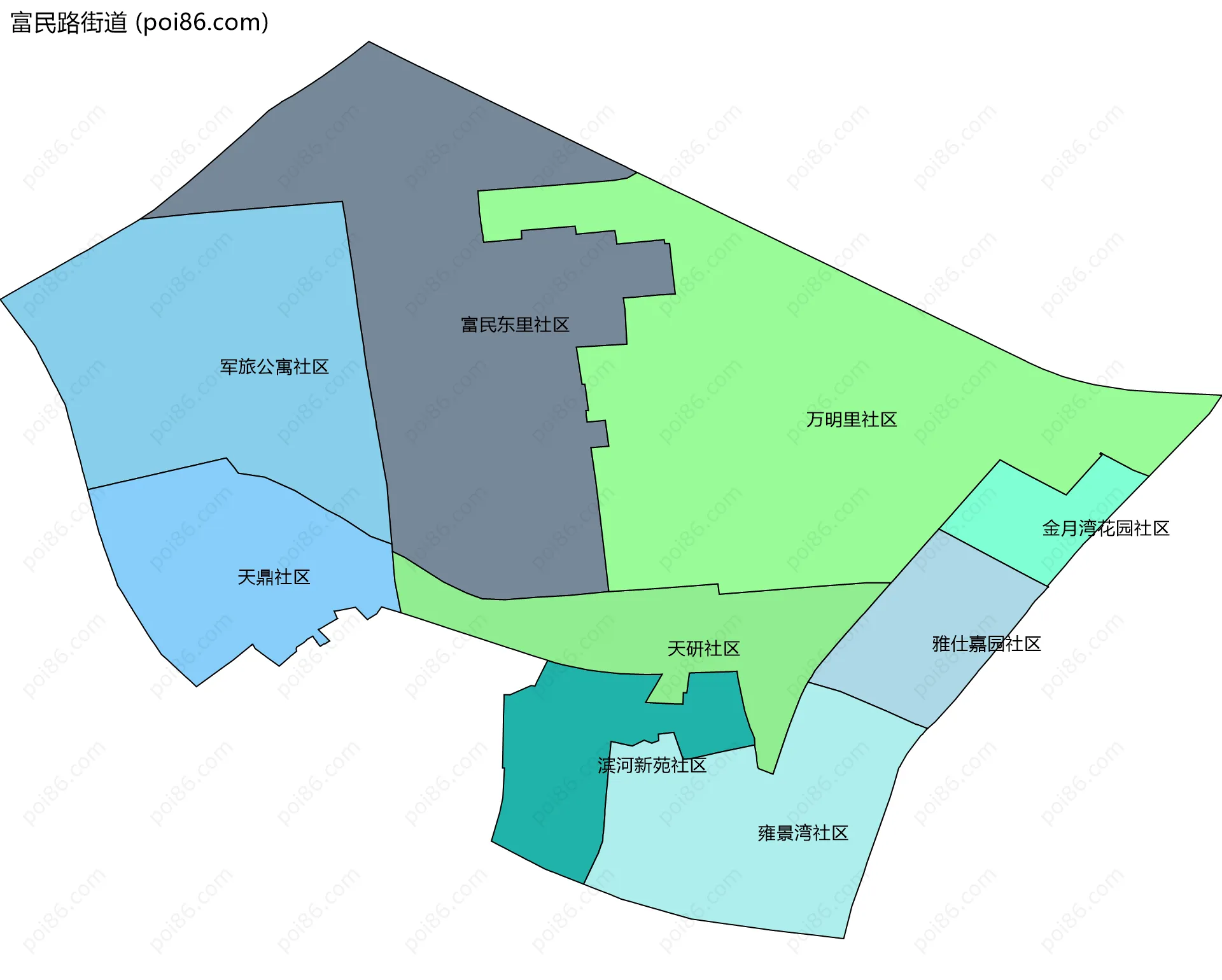 富民路街道边界地图(五级行政区划)