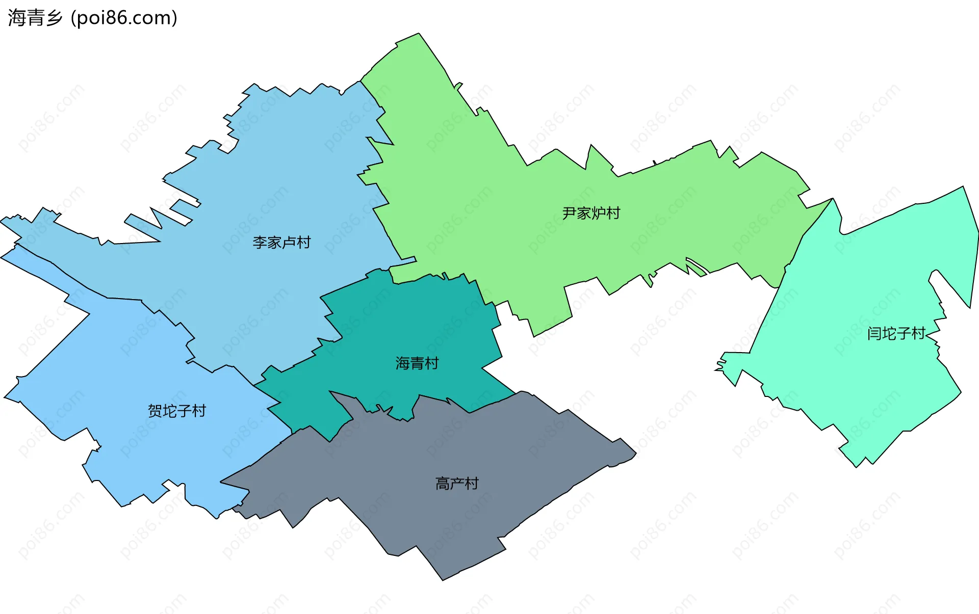 海青乡边界地图(五级行政区划)