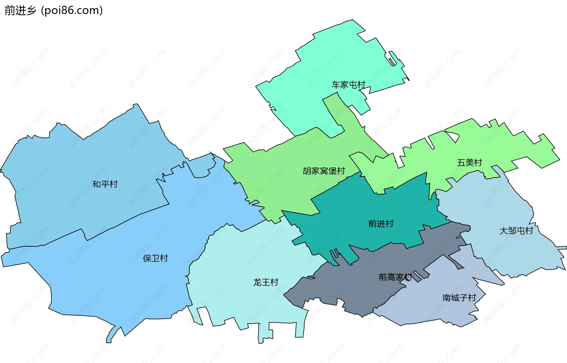 前进乡边界地图(五级行政区划)