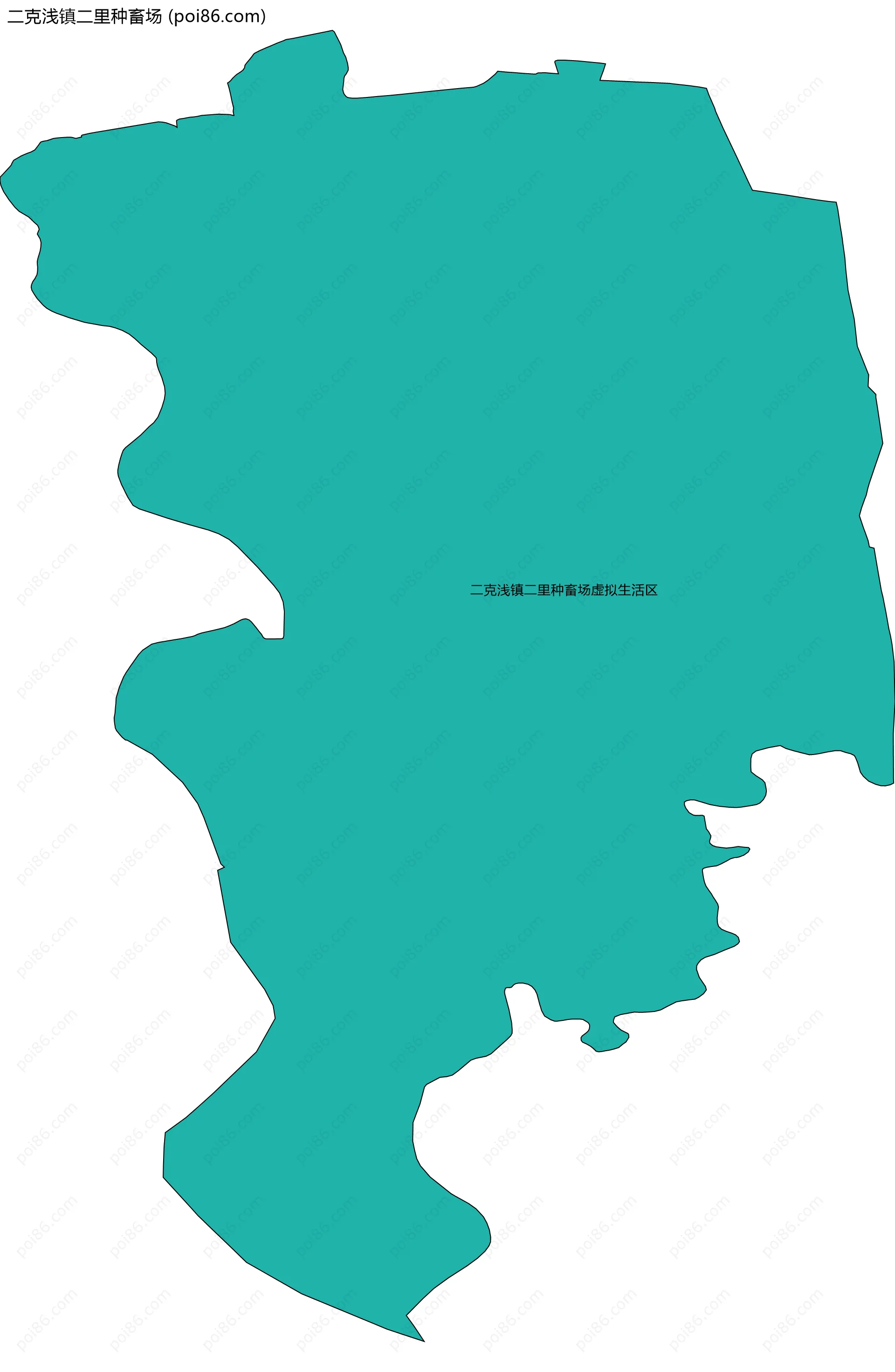 二克浅镇二里种畜场边界地图(五级行政区划)