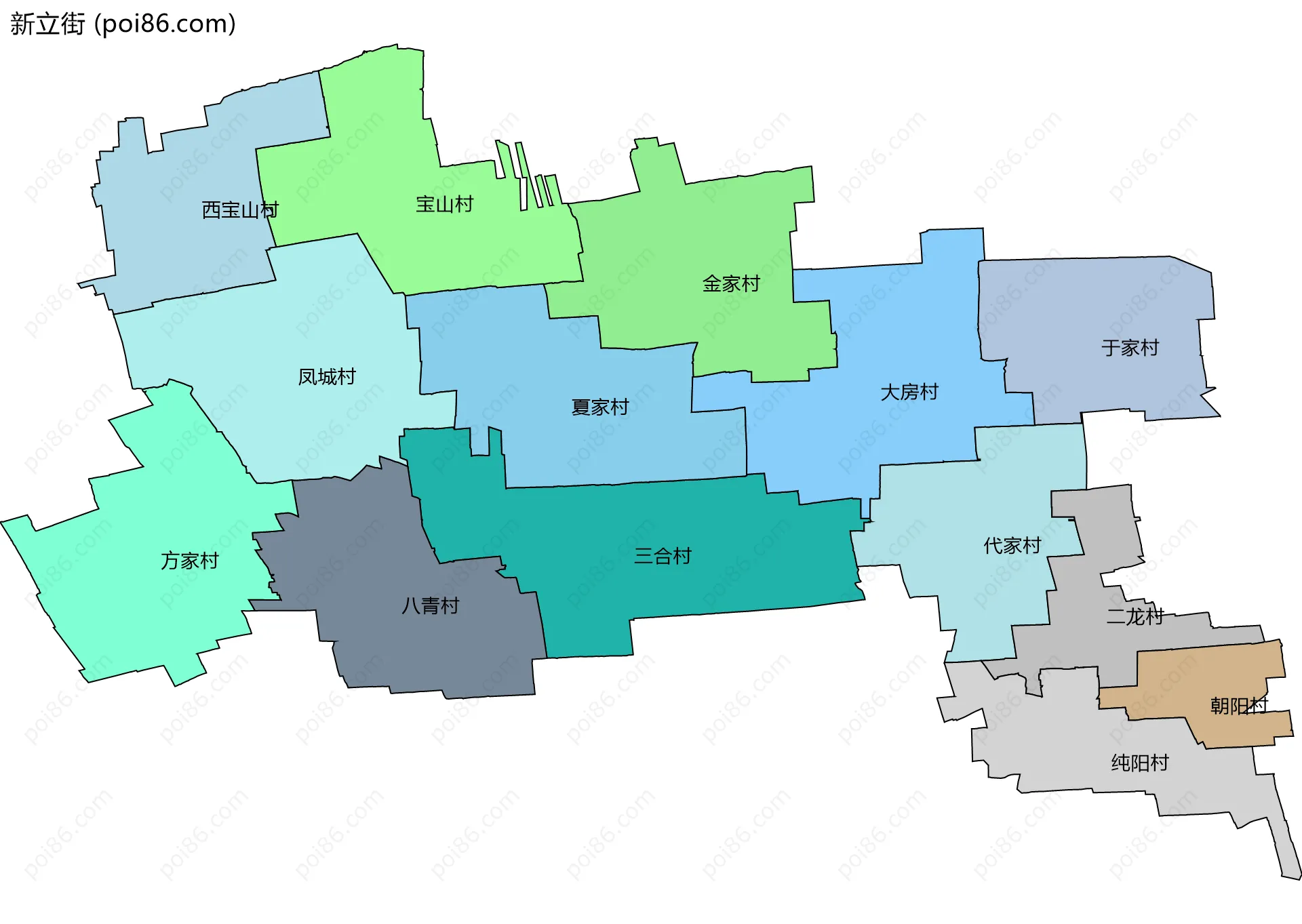 新立街边界地图(五级行政区划)