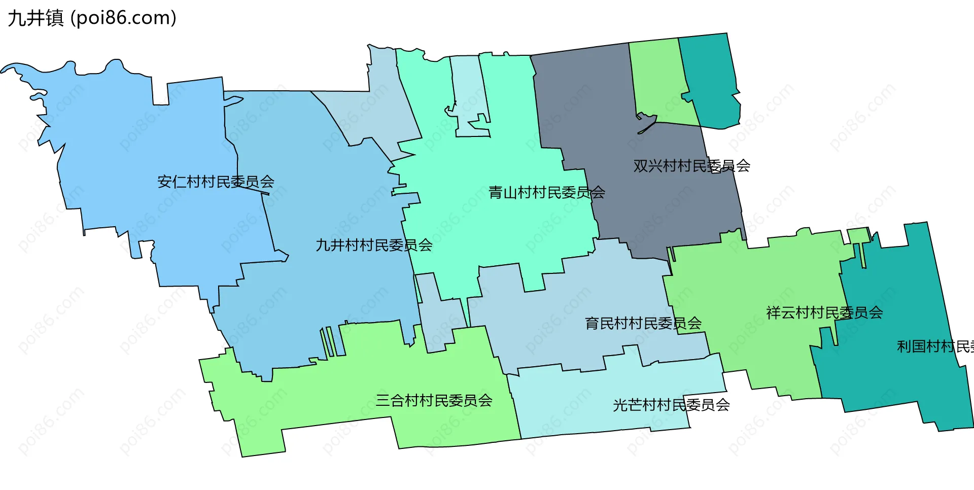 九井镇边界地图(五级行政区划)