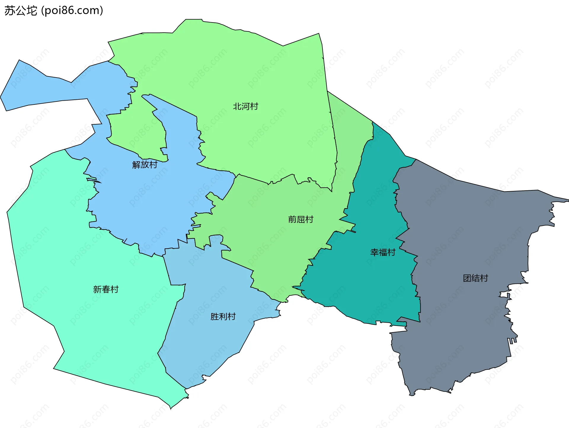 苏公坨边界地图(五级行政区划)