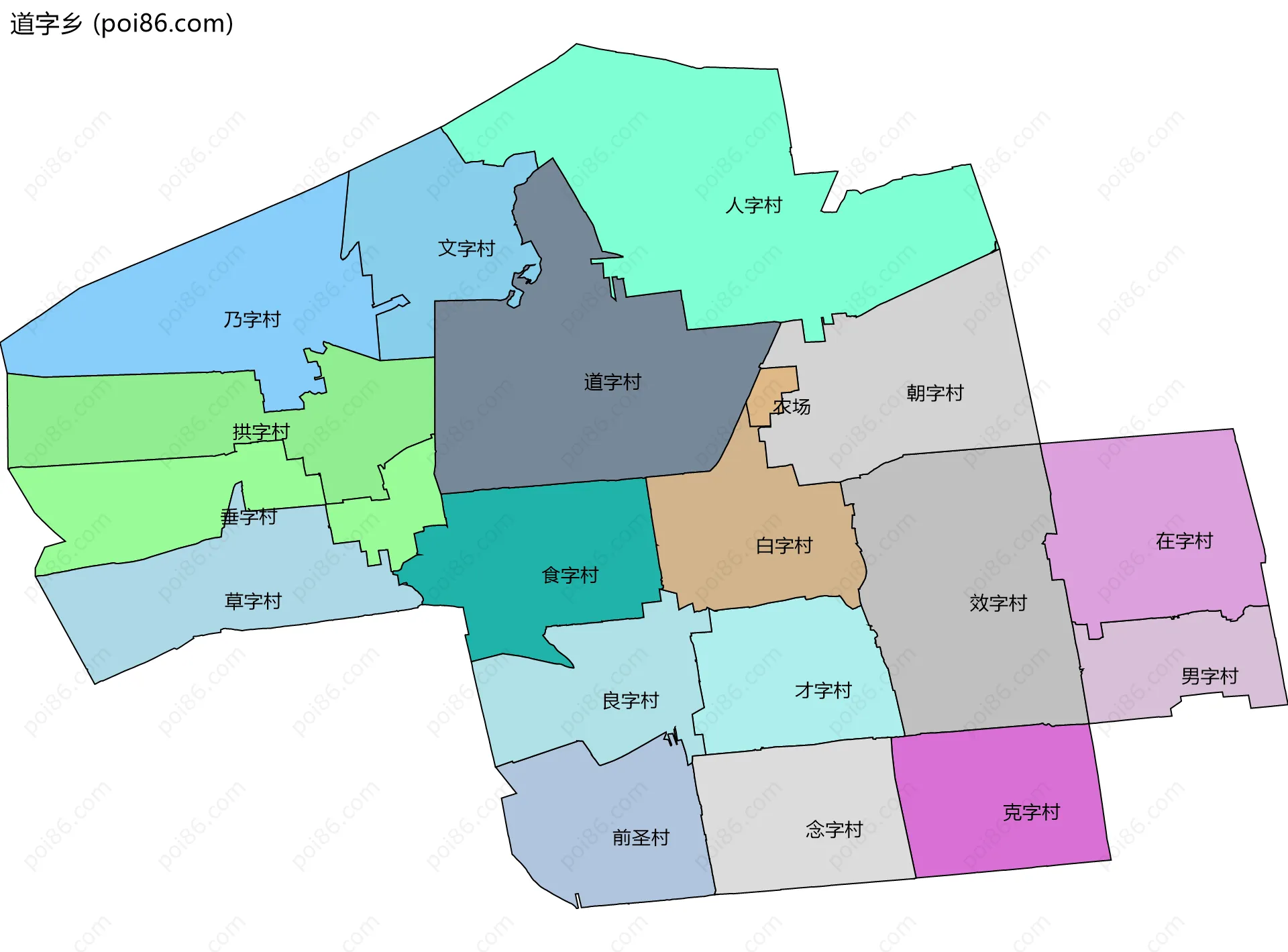 道字乡边界地图(五级行政区划)