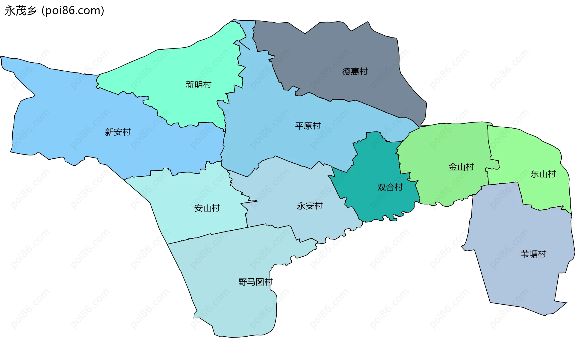 永茂乡边界地图(五级行政区划)