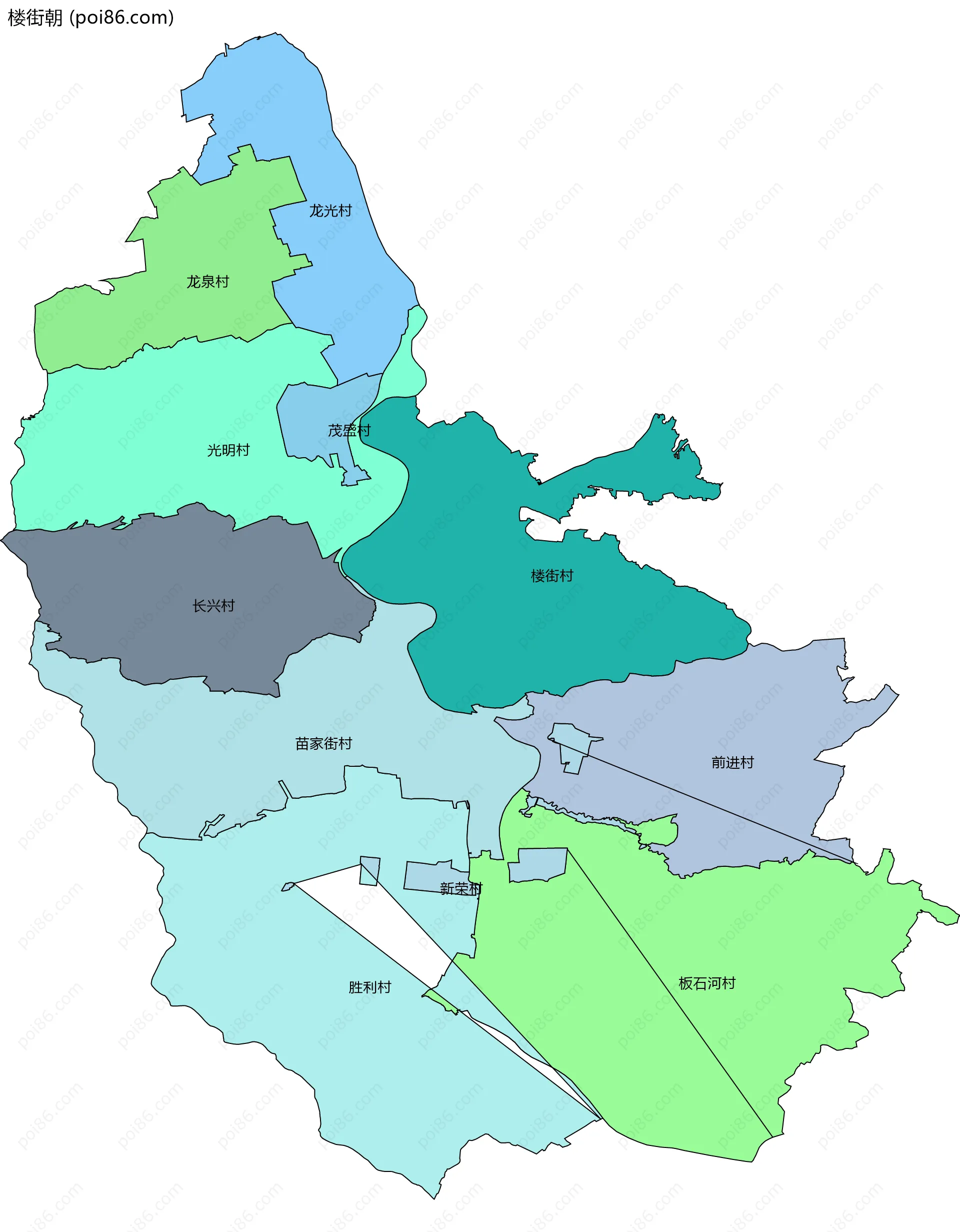 楼街朝边界地图(五级行政区划)