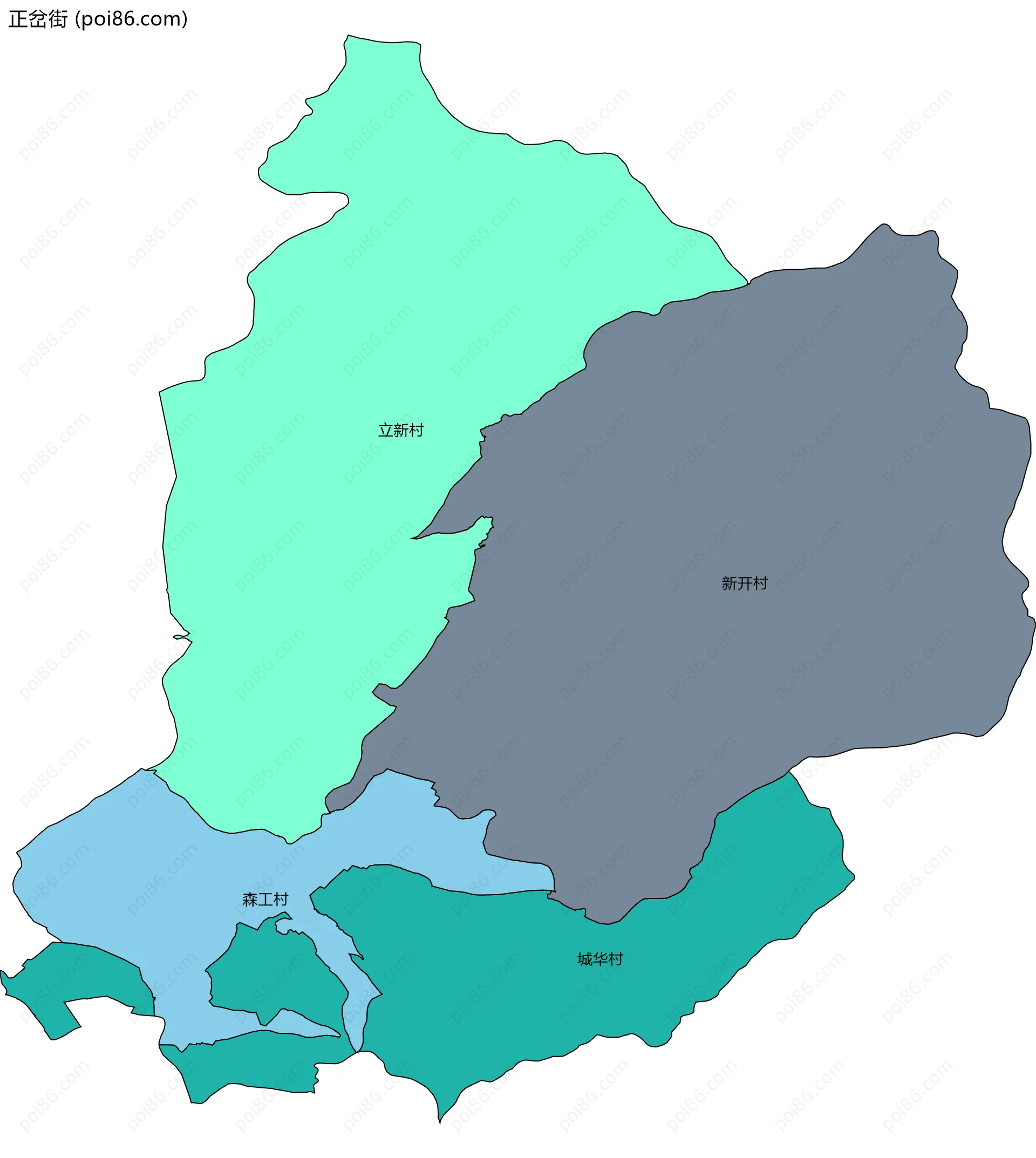 正岔街边界地图(五级行政区划)